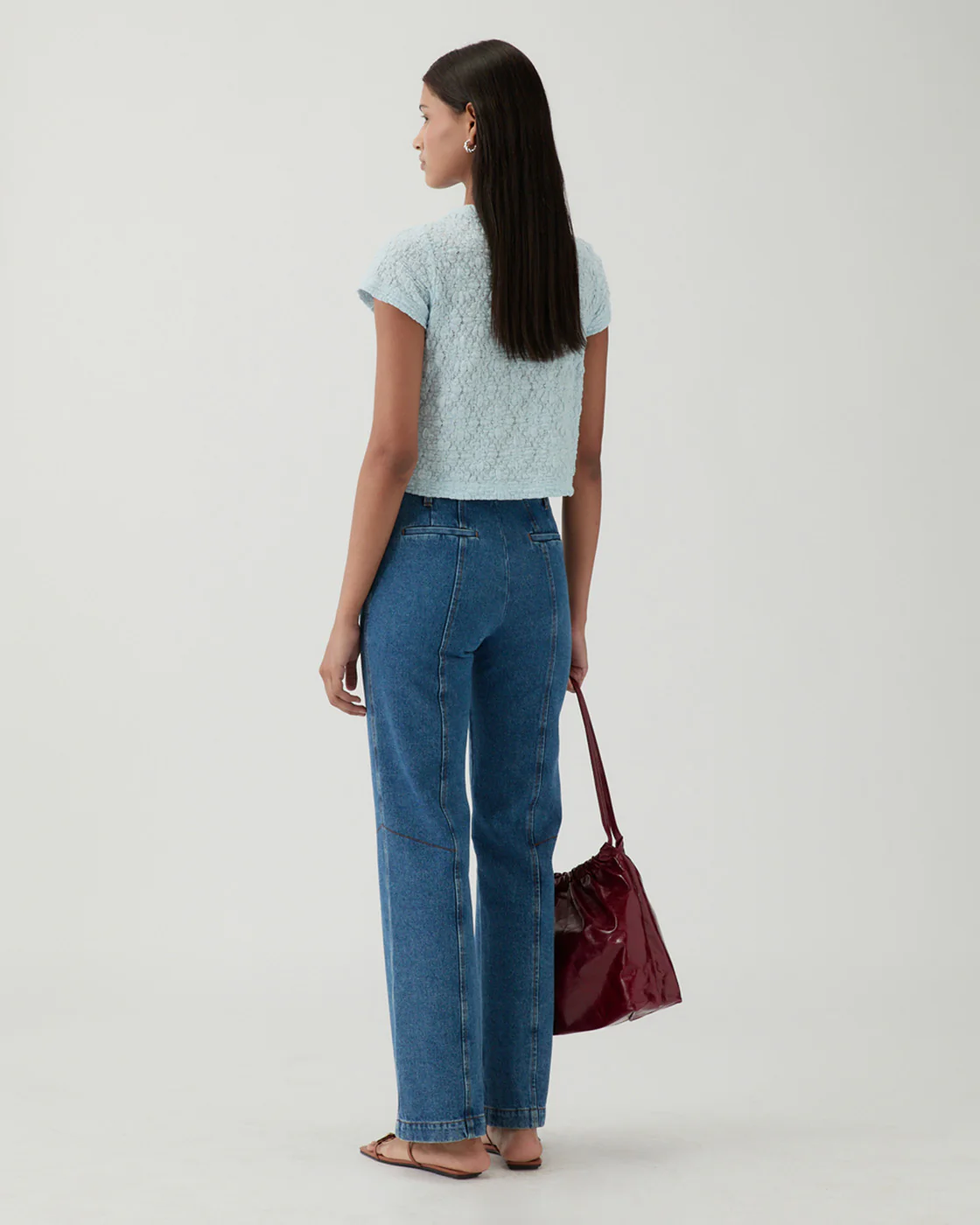 Adina T-shirt Lace Floral Blue - Image 3