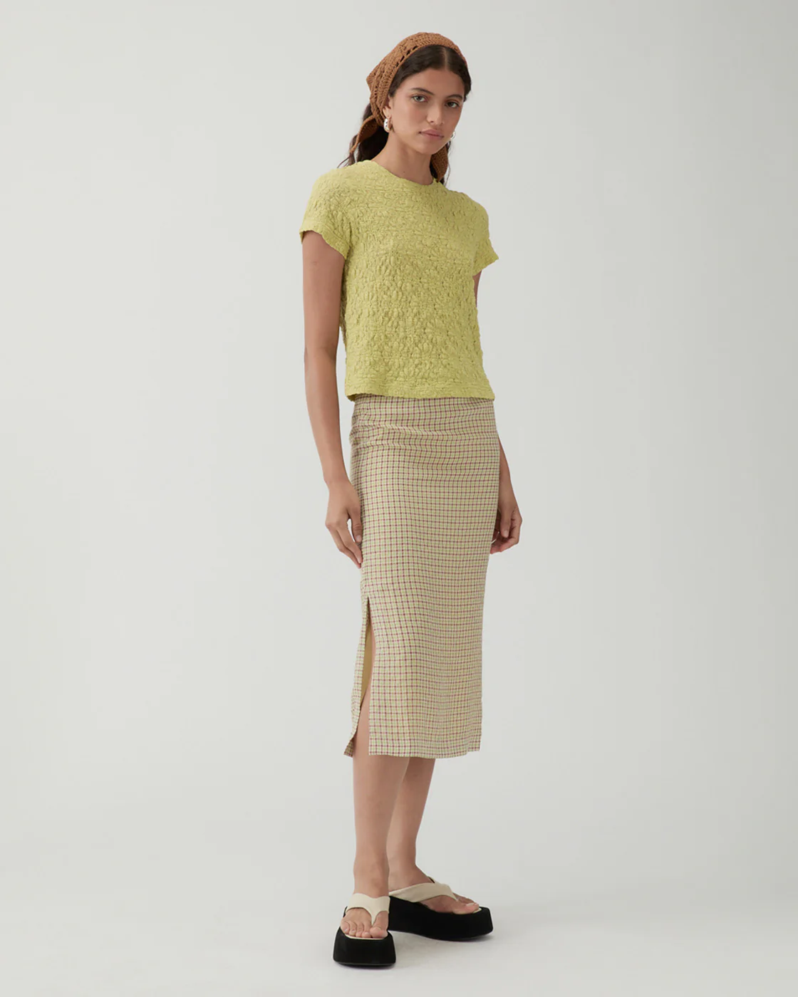 Adina T-shirt Lace Floral Lime - Image 3