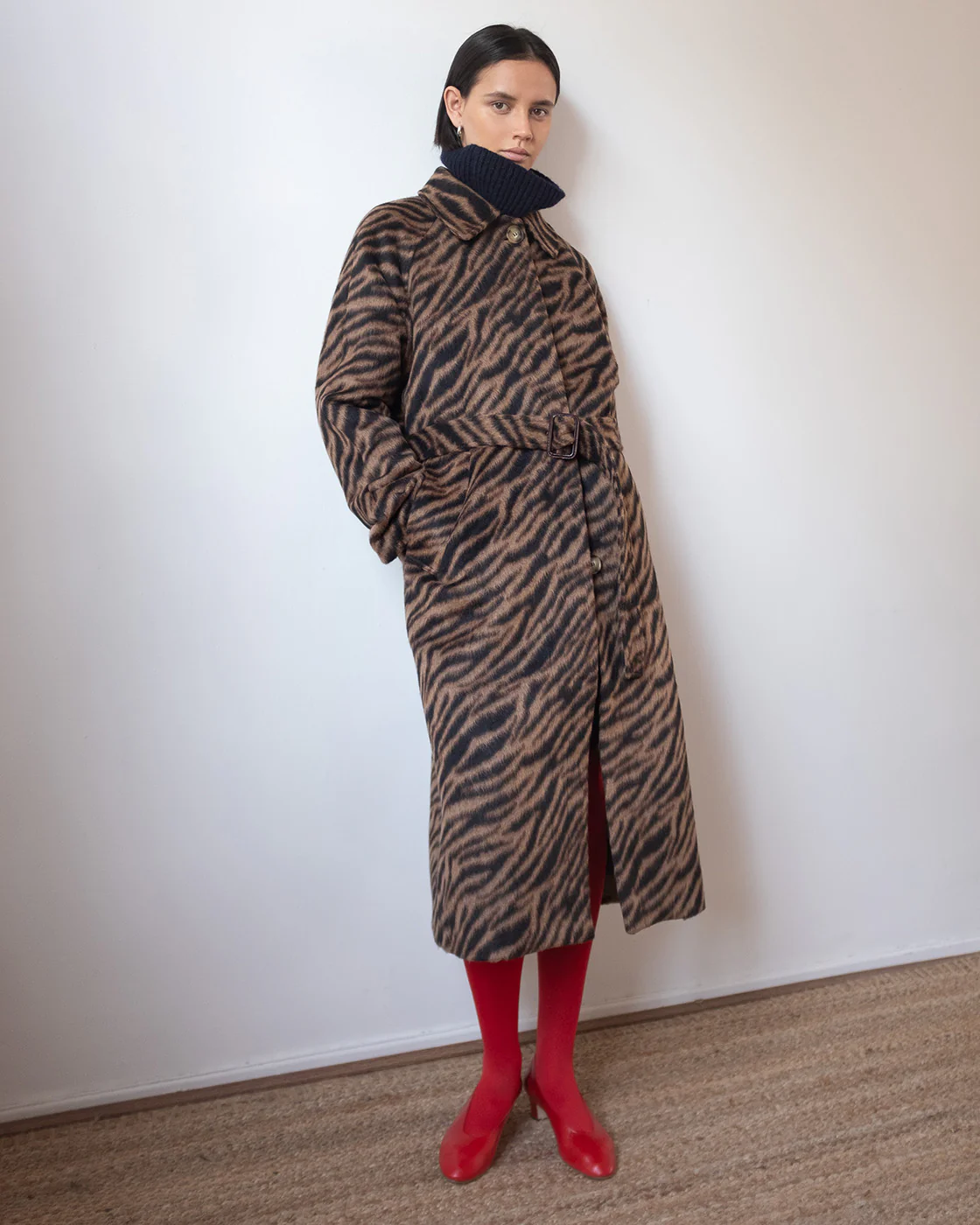 Alice Coat Wool Blend Jacquard Tiger Beige - Image 7