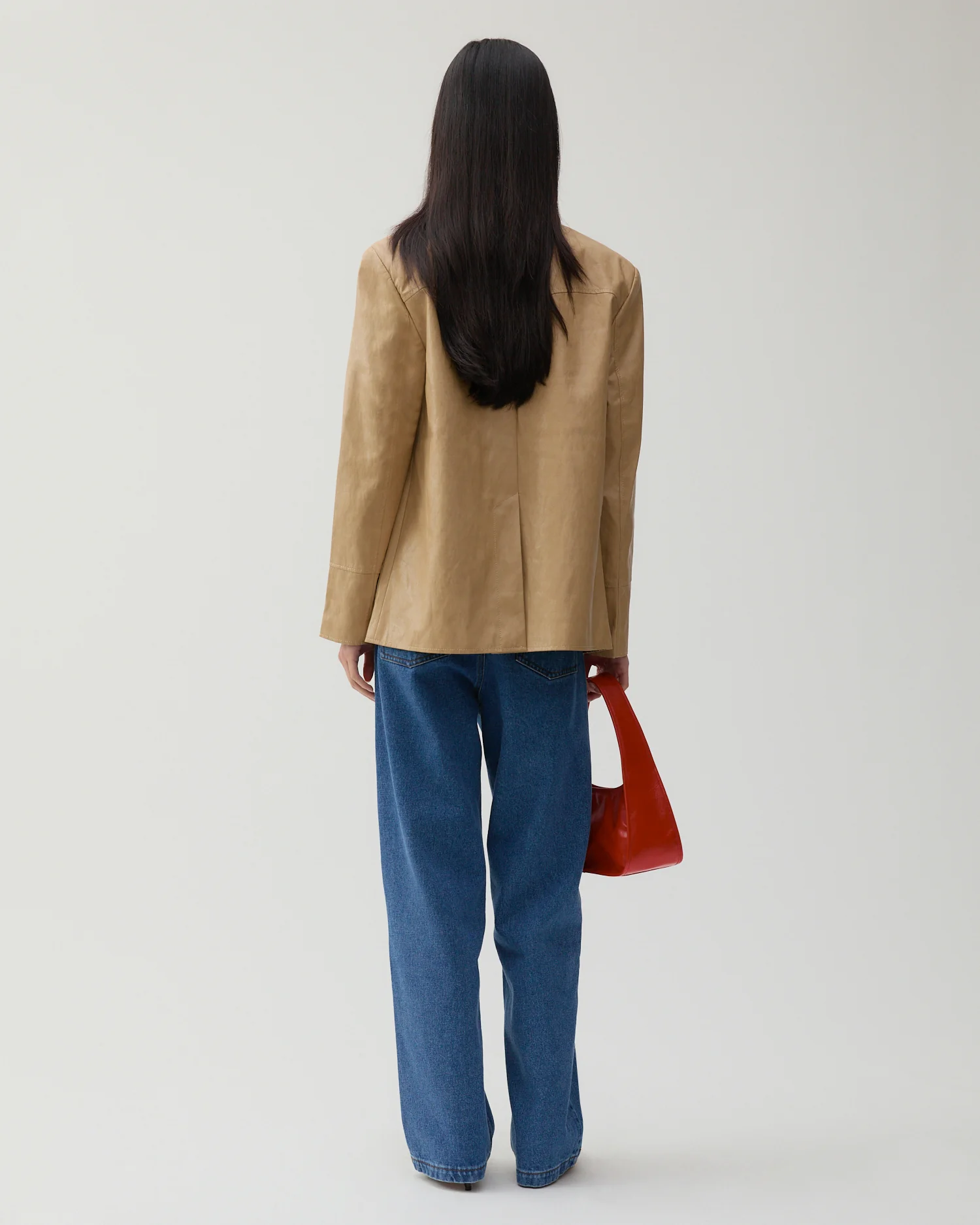 Andrea Jacket Faux Leather Beige - Image 3
