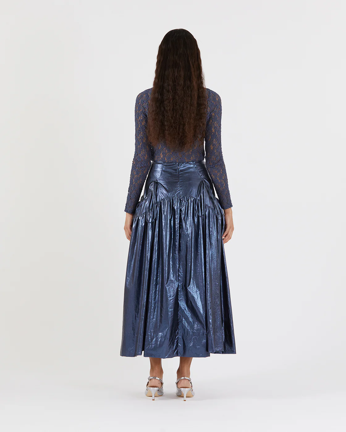 Anika Skirt Lamé Metallic Navy - Image 4