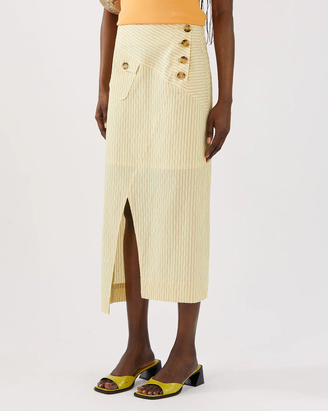 Astrid Skirt Cotton Seersucker Stripe Yellow - Image 2
