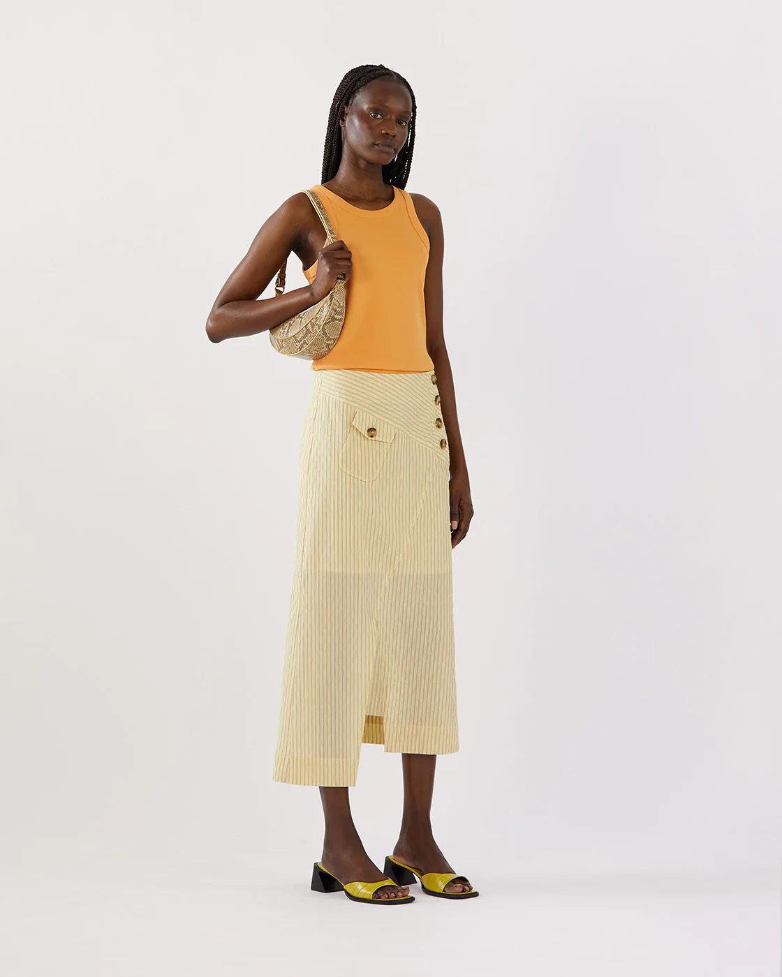 Astrid Skirt Cotton Seersucker Stripe Yellow - Image 3