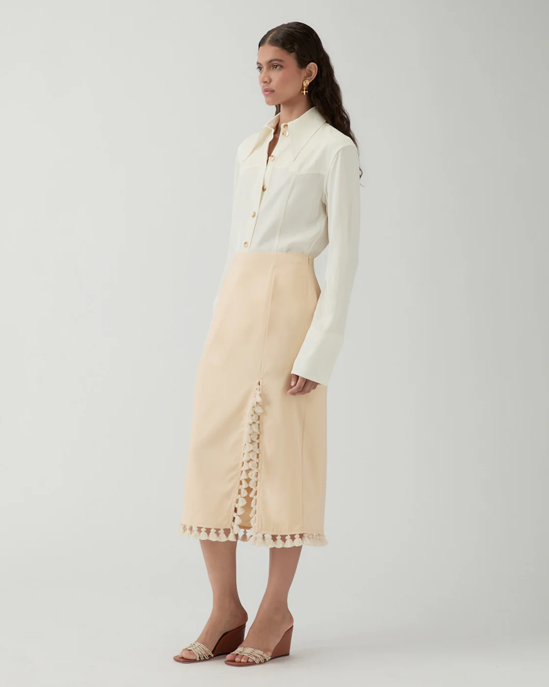 Ayla Skirt Wool Blend Suiting Butter - Image 3