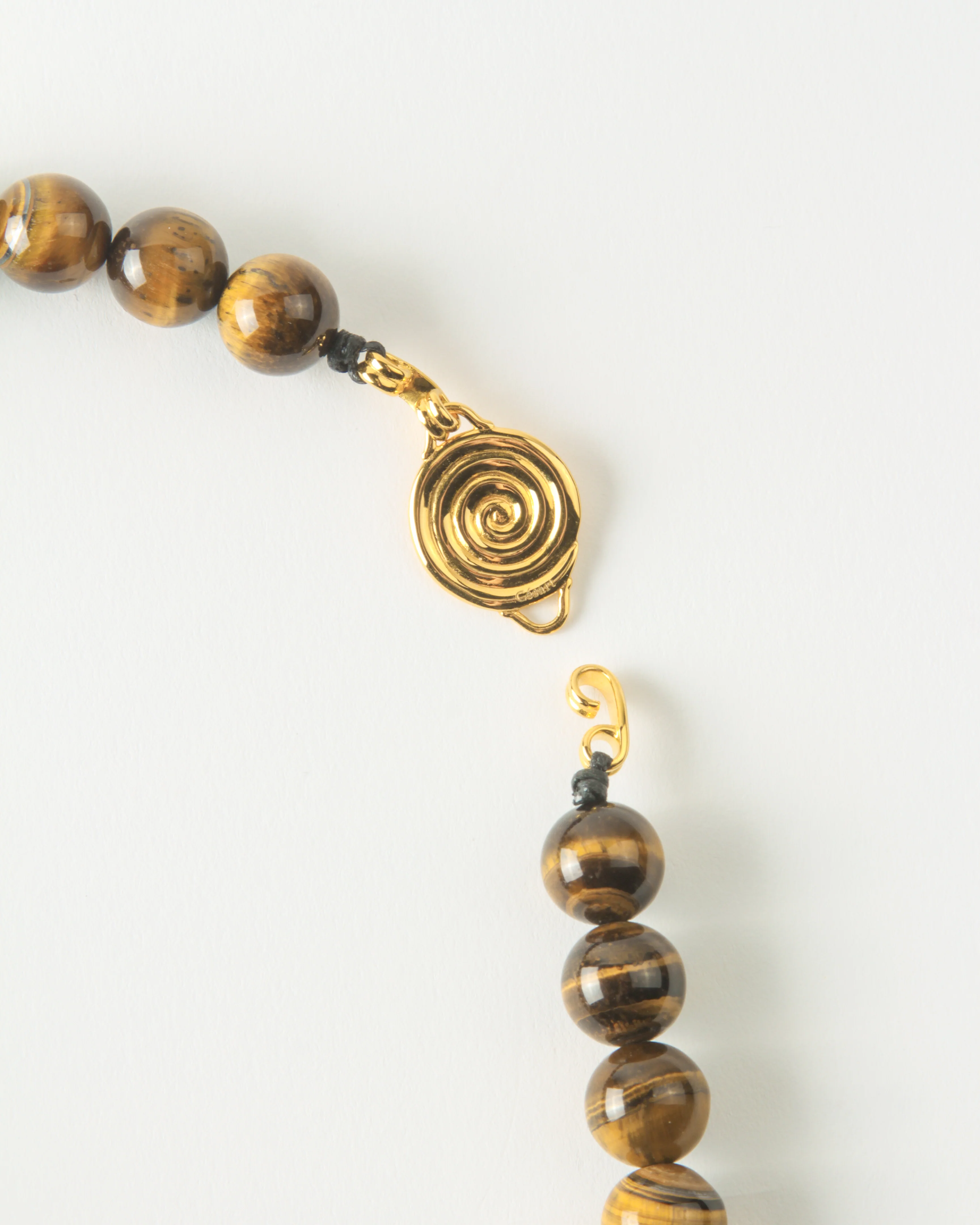 Beaded Swirl Necklace Gold Plated with Tiger's Eye - Image 3