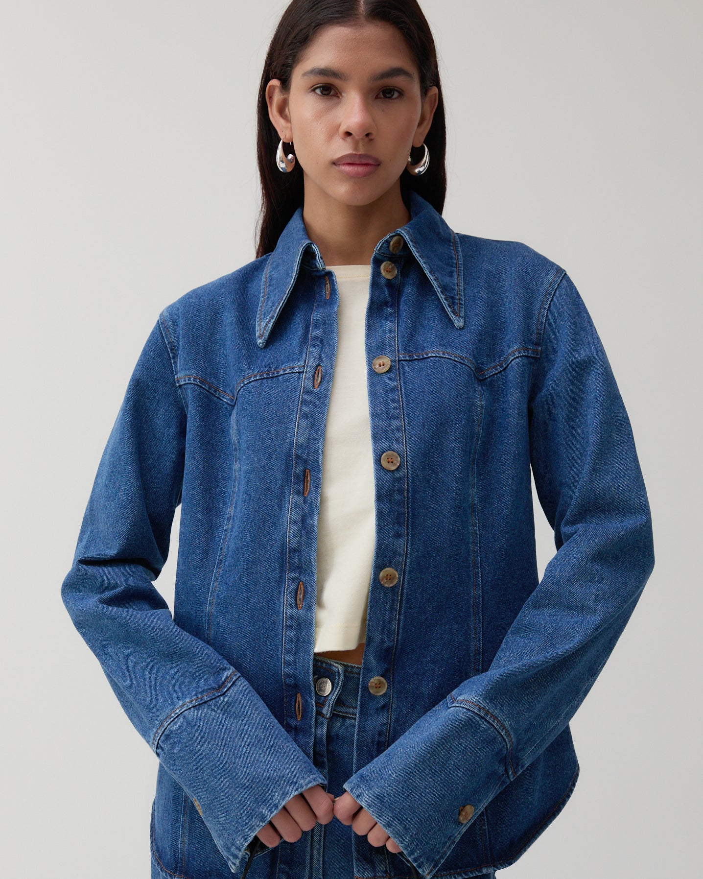 Camilla Shirt Organic Cotton Denim Blue - Image 3