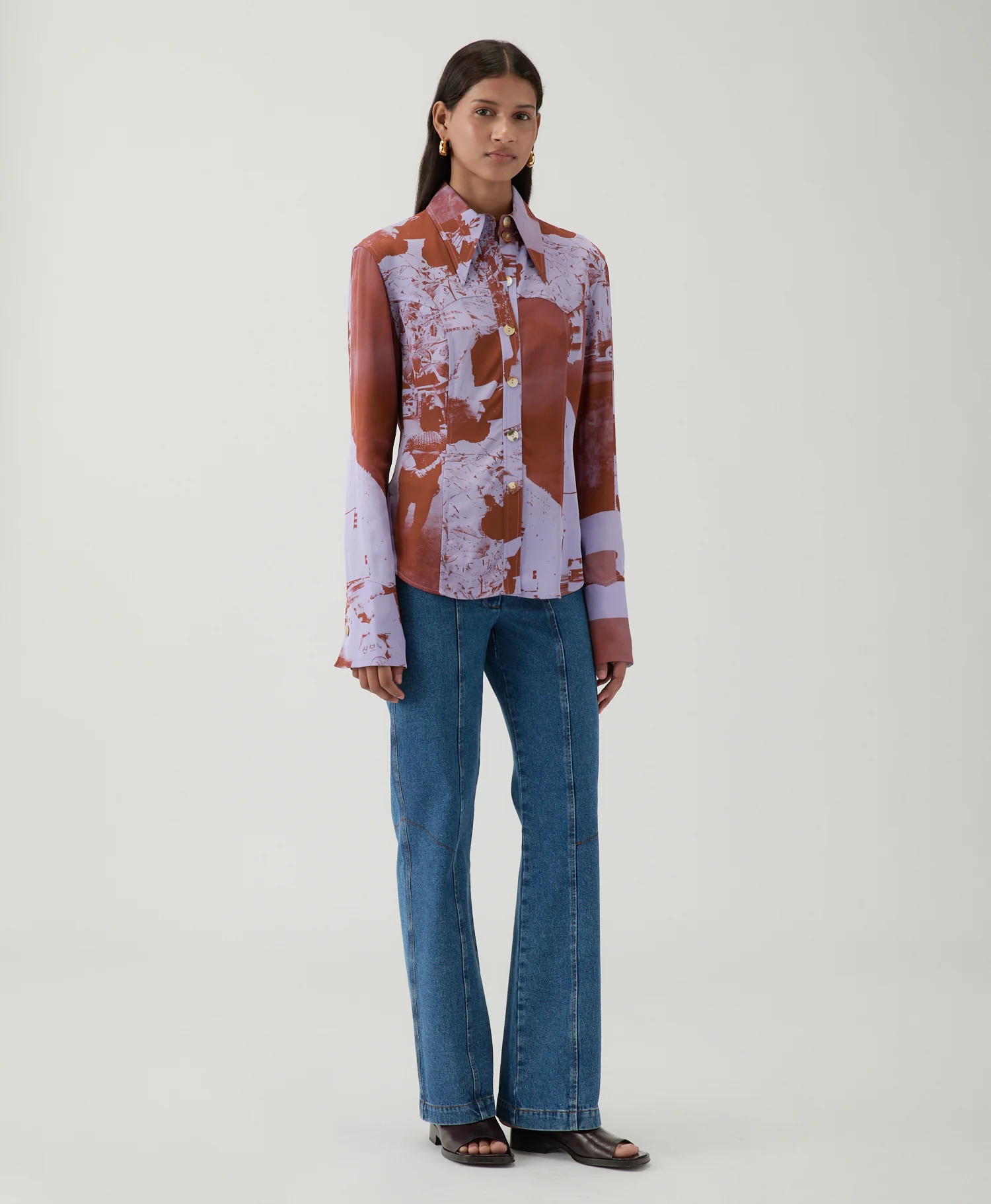 Camilla Shirt Viscose Twill Print Purple - Image 2