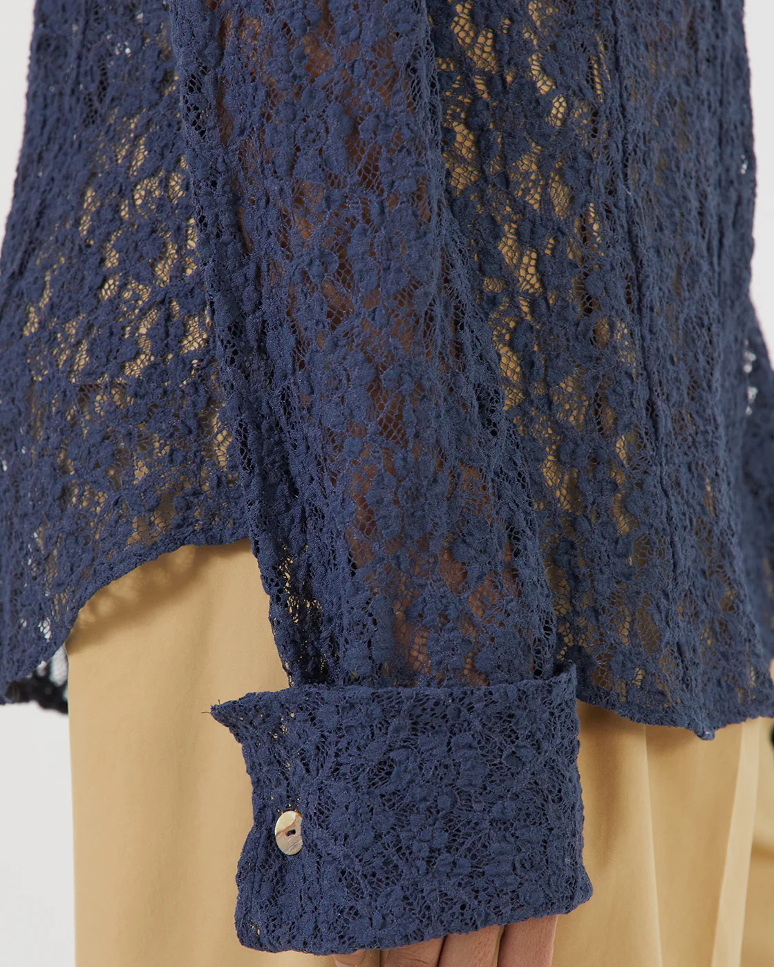 Camille Shirt Cotton Blend Lace Navy - Image 5