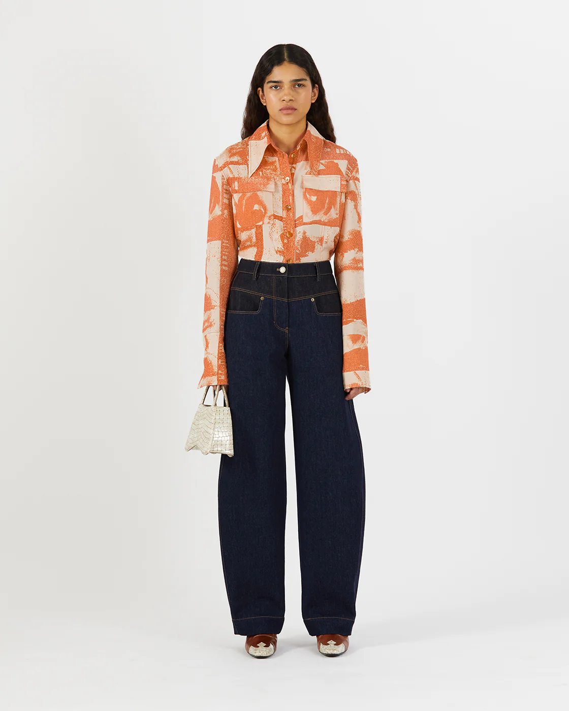 Camille Shirt Tencel Print Rust - Image 2
