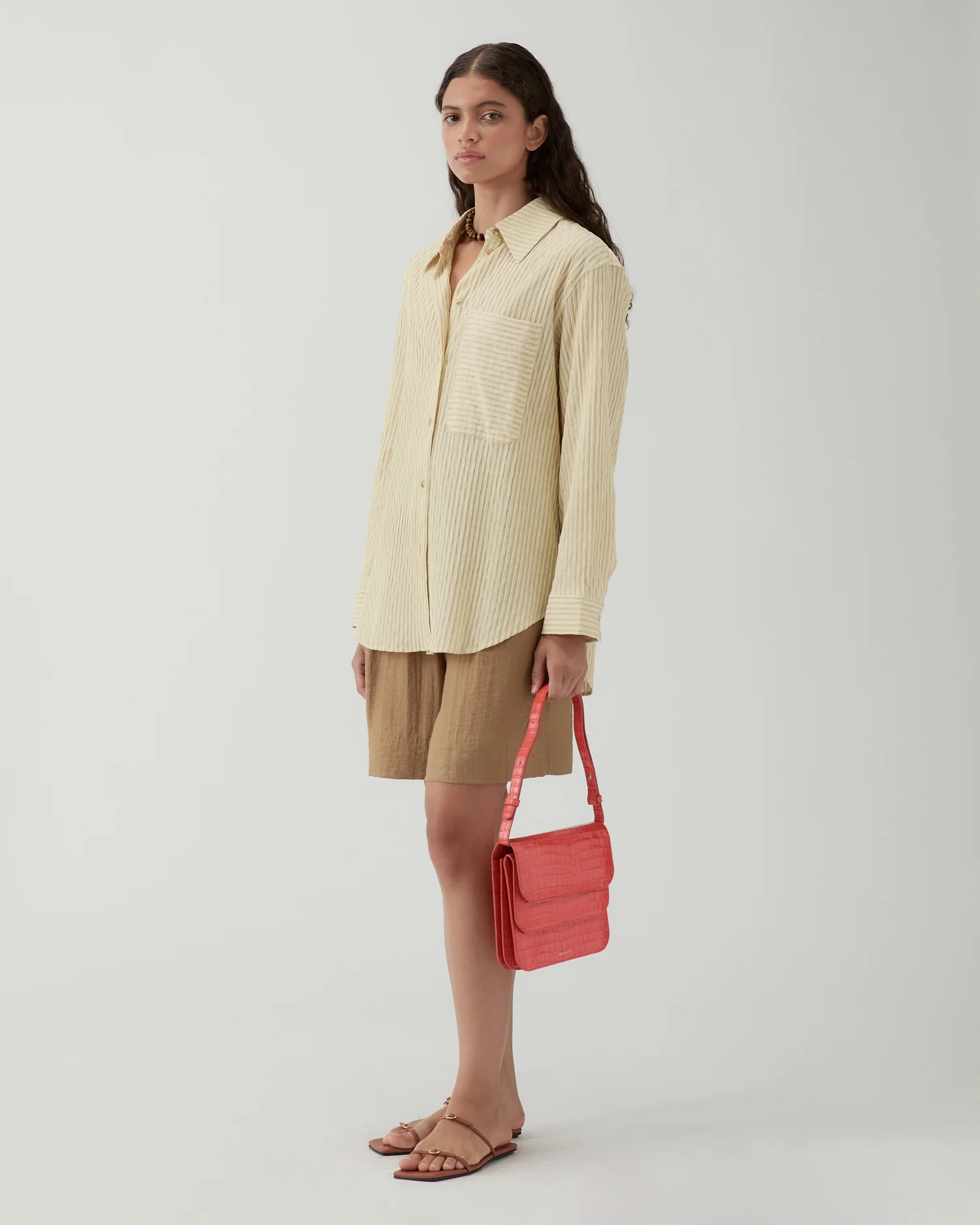 Caprice Shirt Cotton Seersucker Stripe Yellow - Image 5
