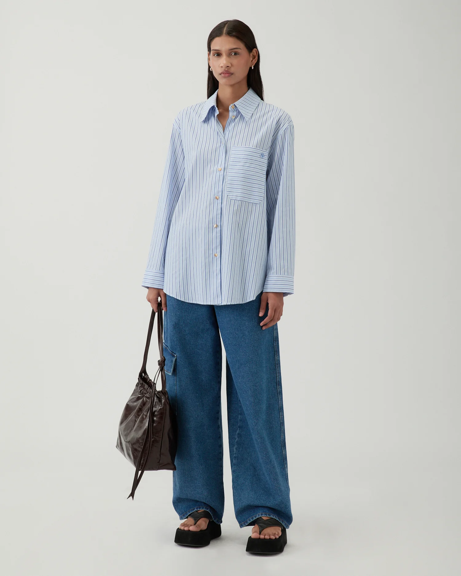 Caprice Shirt Cotton Stripe Blue - Image 2