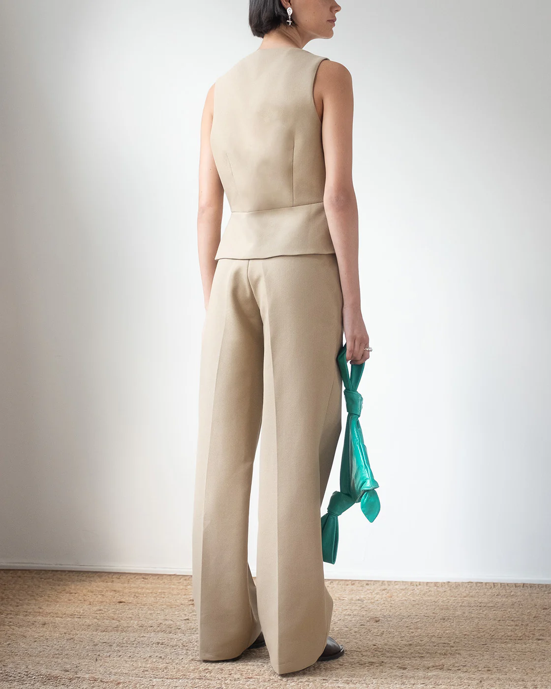 Cathy Trouser Cotton Silk Double-face Beige - Image 3