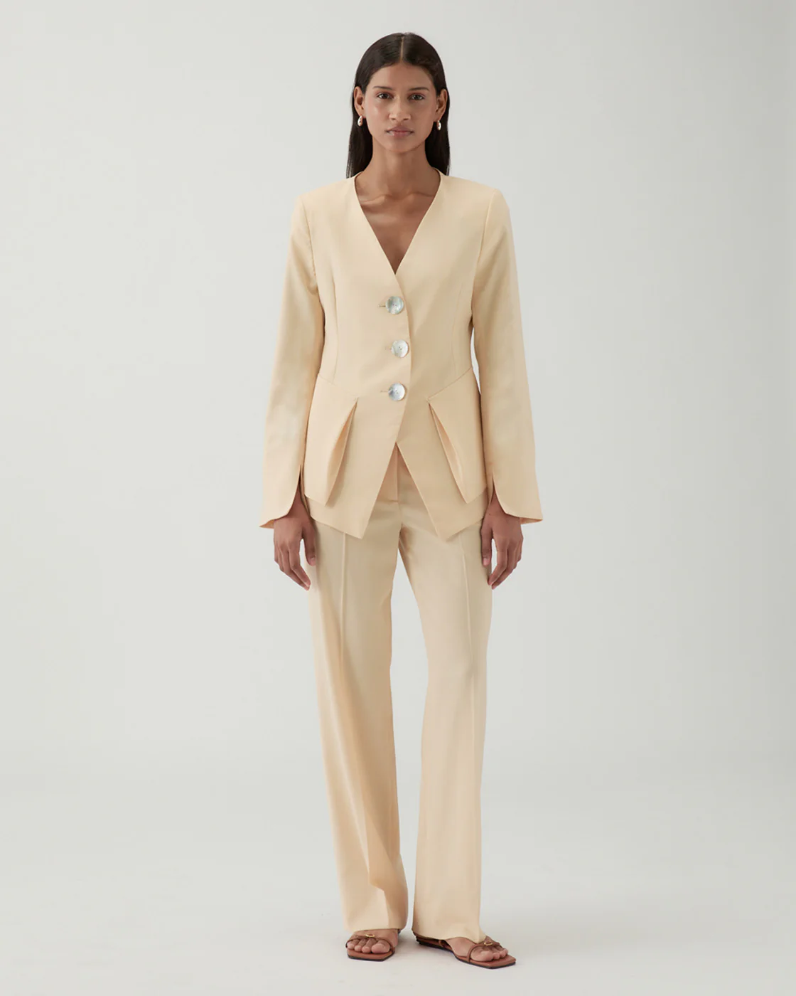 Cathy Trouser Wool Blend Suiting Butter - Image 3