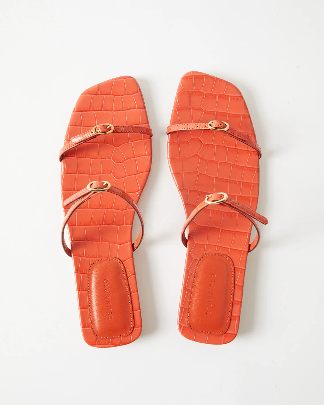 Clara Sandals Leather Emboss Croc Orange - Image 5
