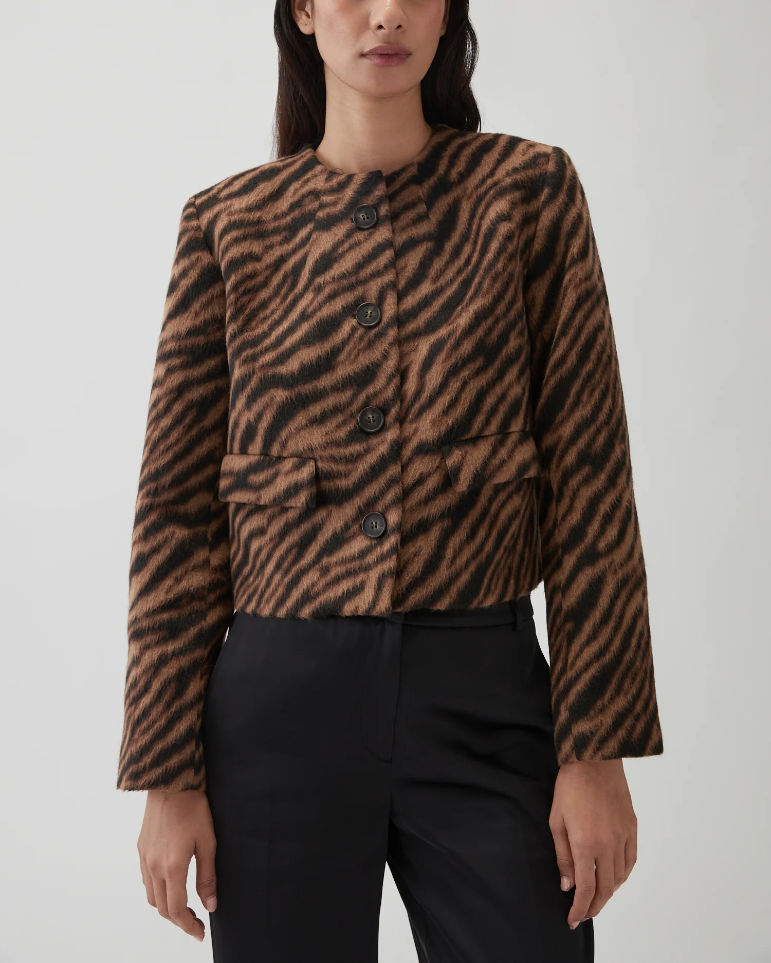 Cleo Jacket Wool Blend Jacquard Tiger Beige - Image 2