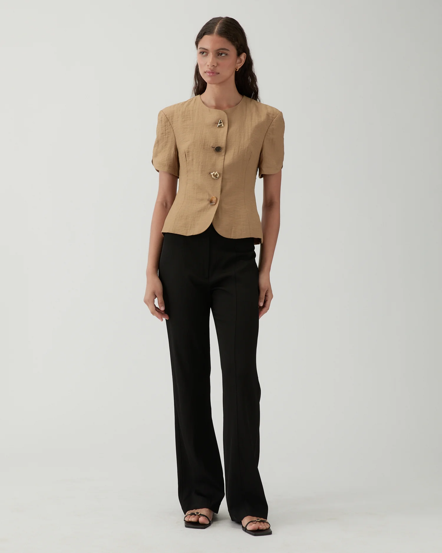 Cody Blouse Viscose Linen Blend Caramel