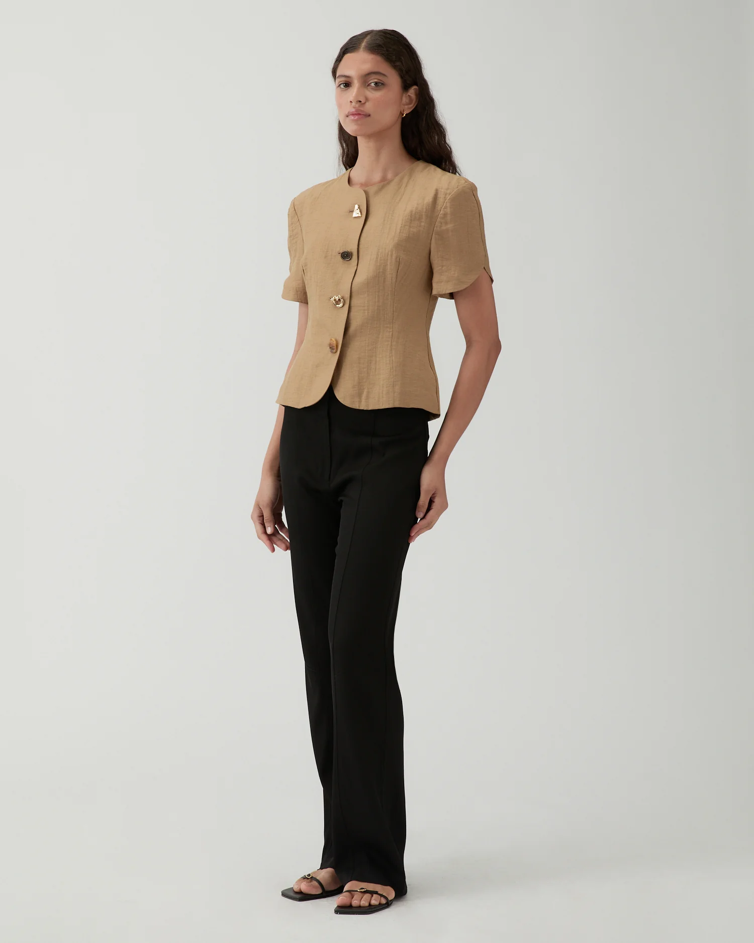 Cody Blouse Viscose Linen Blend Caramel - Image 4