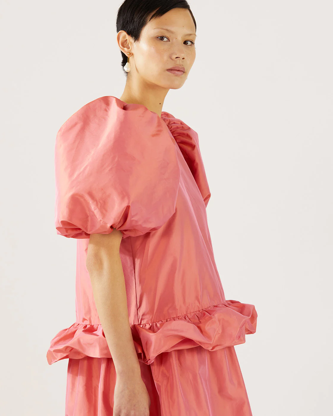 Daisy Dress Silk Taffeta Coral - Image 4