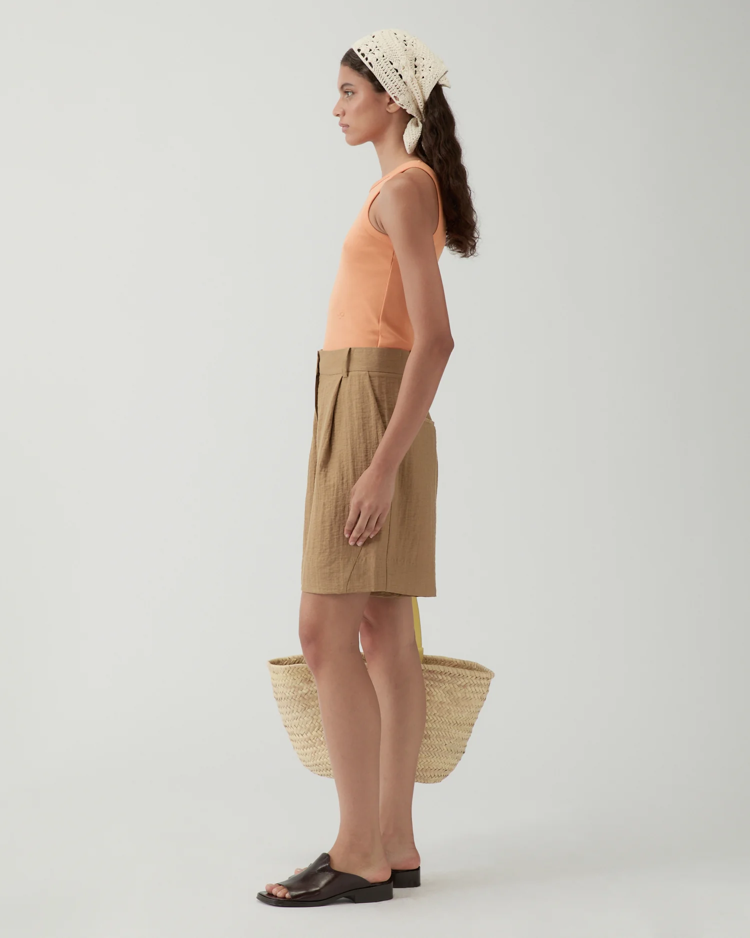 Doris Shorts Viscose Linen Blend Caramel - Image 3