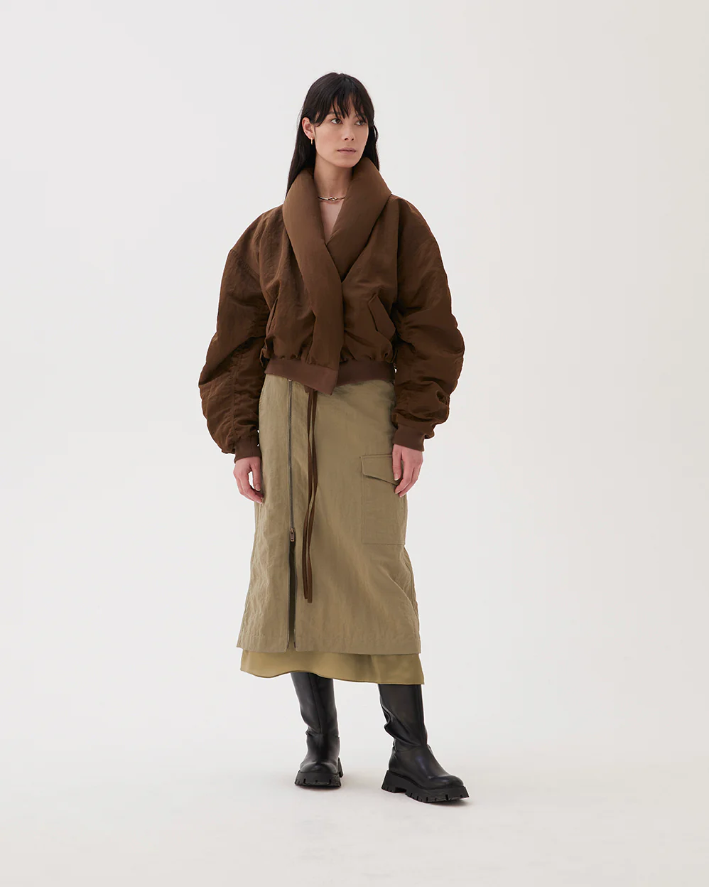 Duvet Jacket Nylon Brown - Image 4