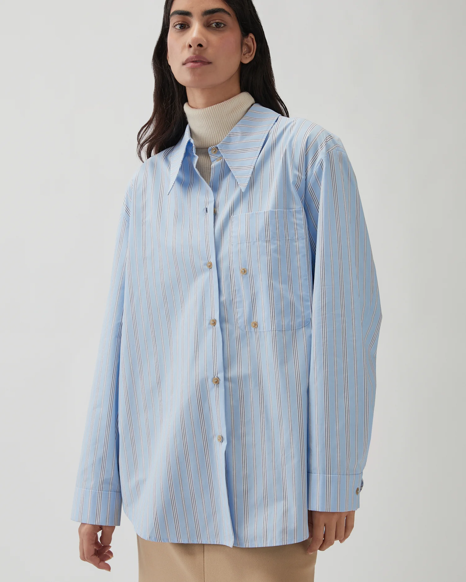 Ellis Shirt Cotton Stripe Blue - Image 3