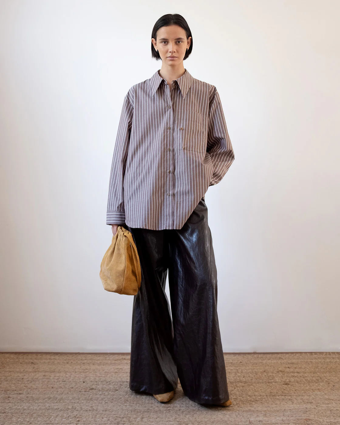 Ellis Shirt Cotton Stripe Brown - Image 2