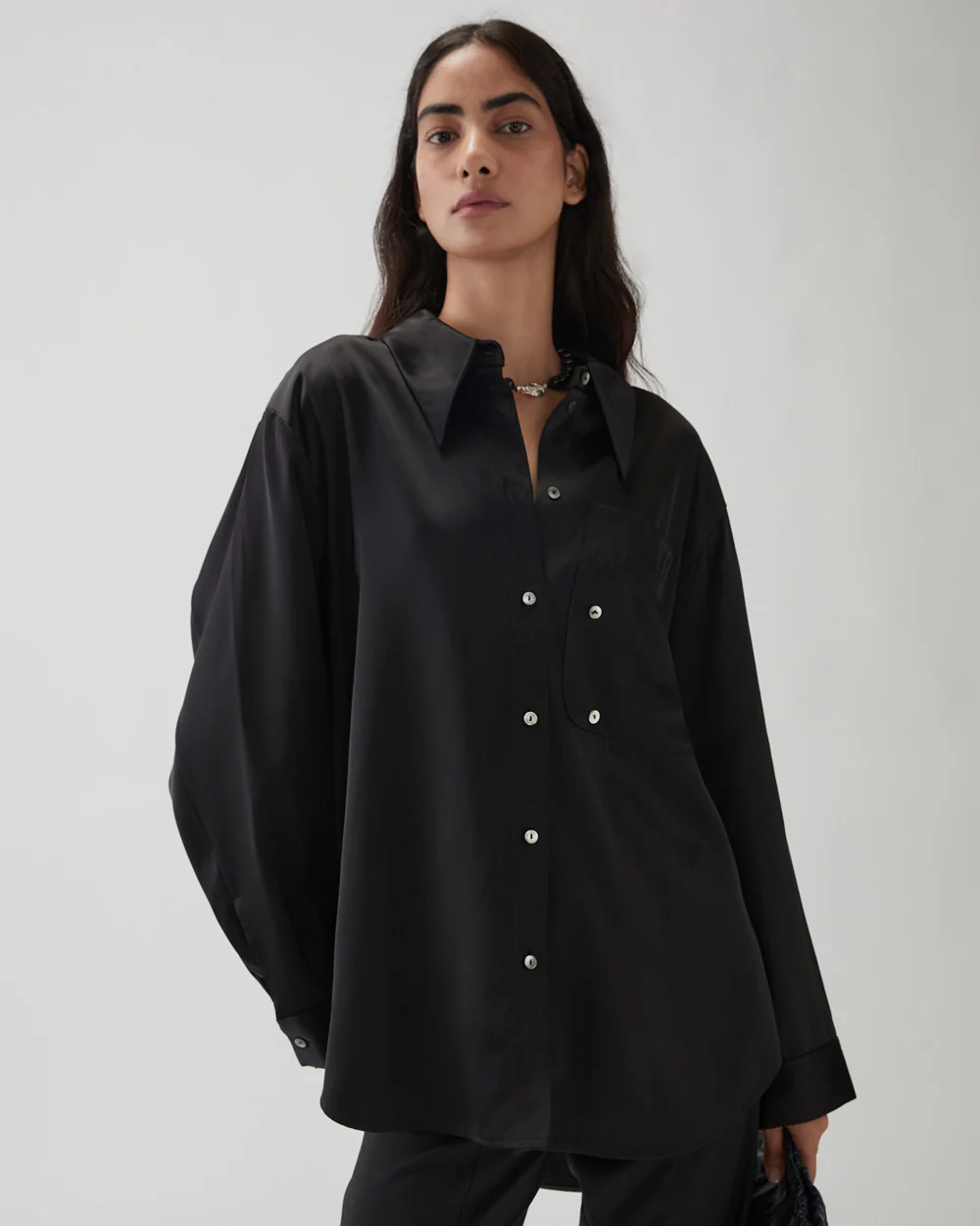 Ellis Shirt Duchesse Satin Black - Image 3
