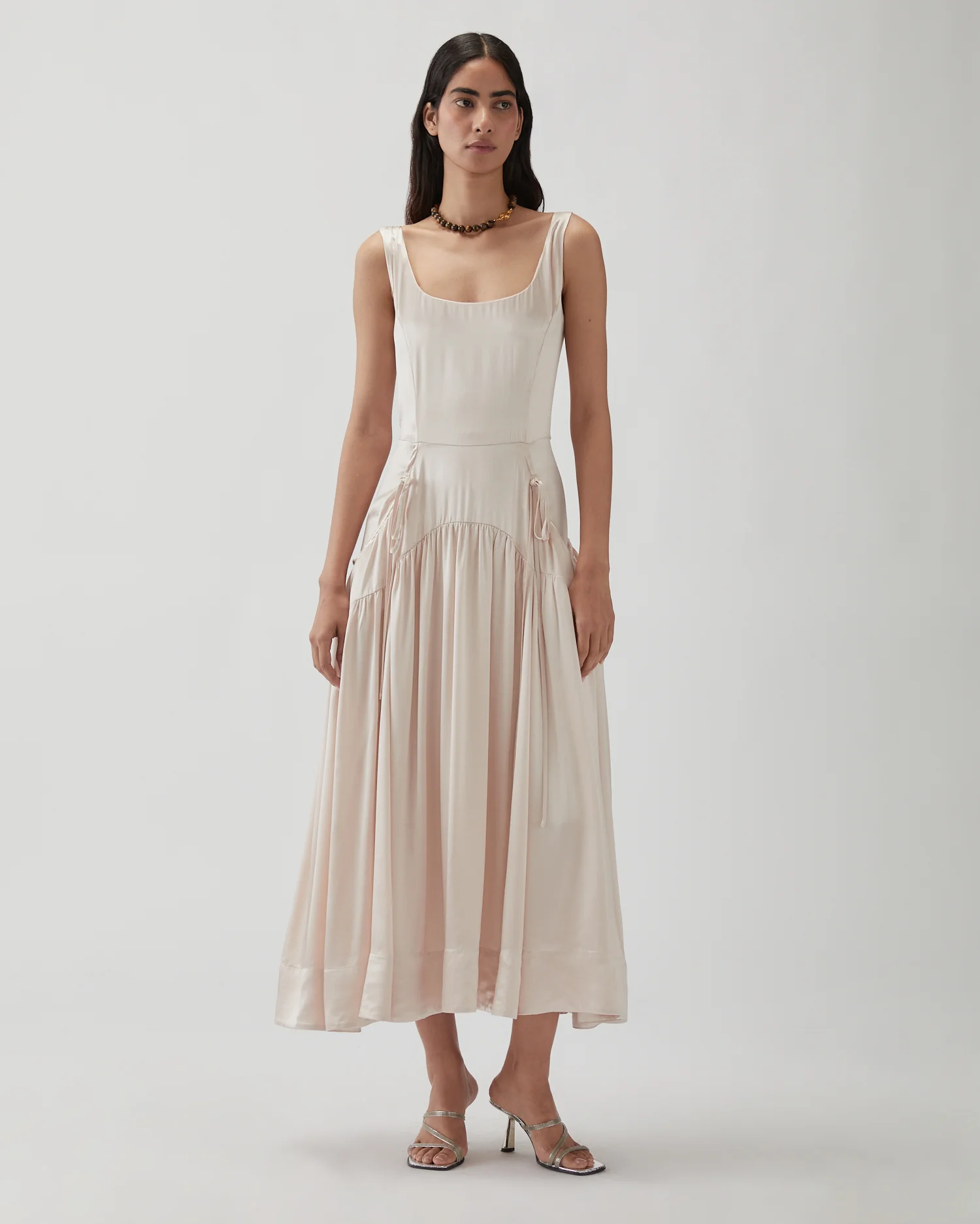 Erica Dress Satin Viscose Parchment