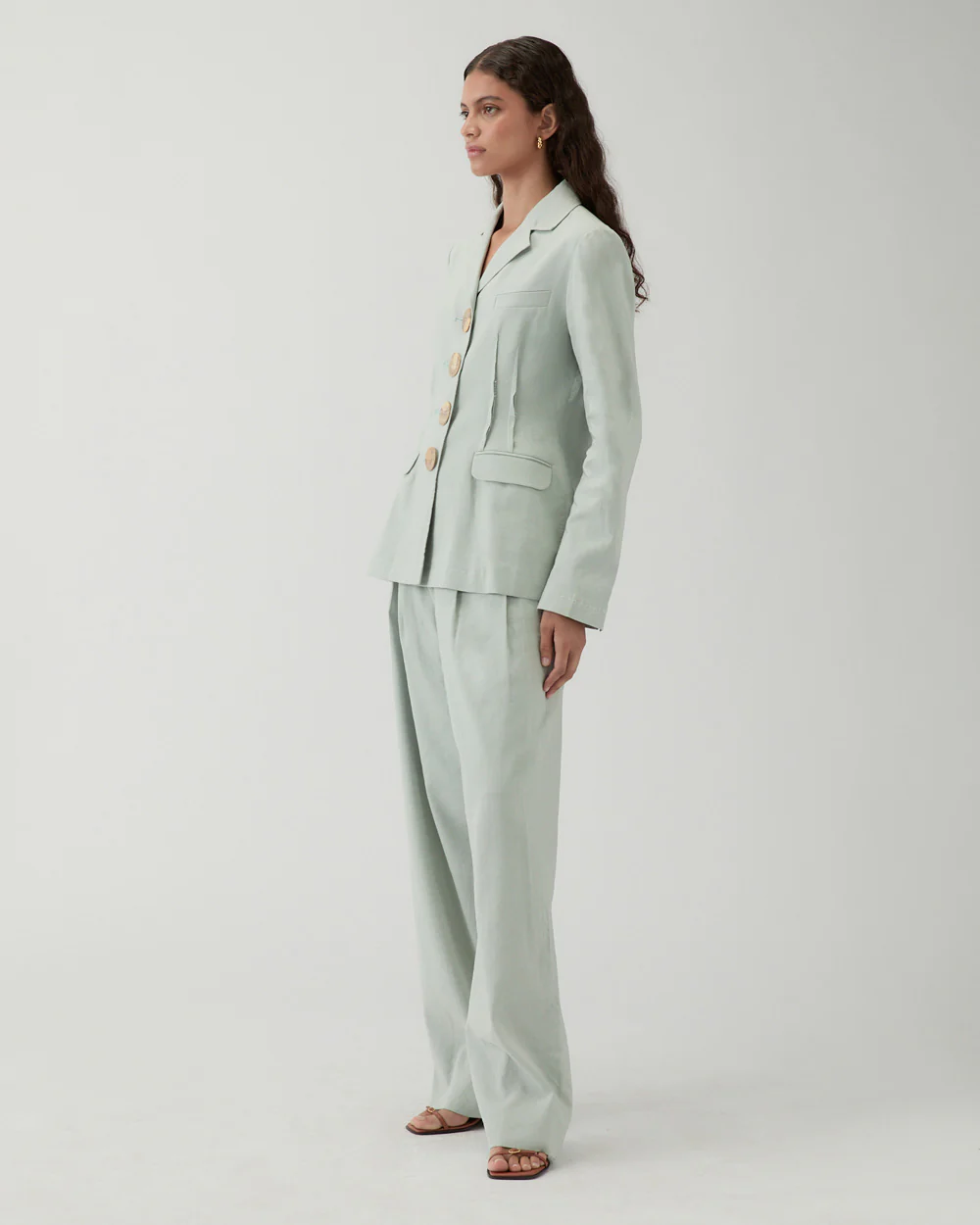 Etta Jacket Viscose Linen Blend Blue - Image 3