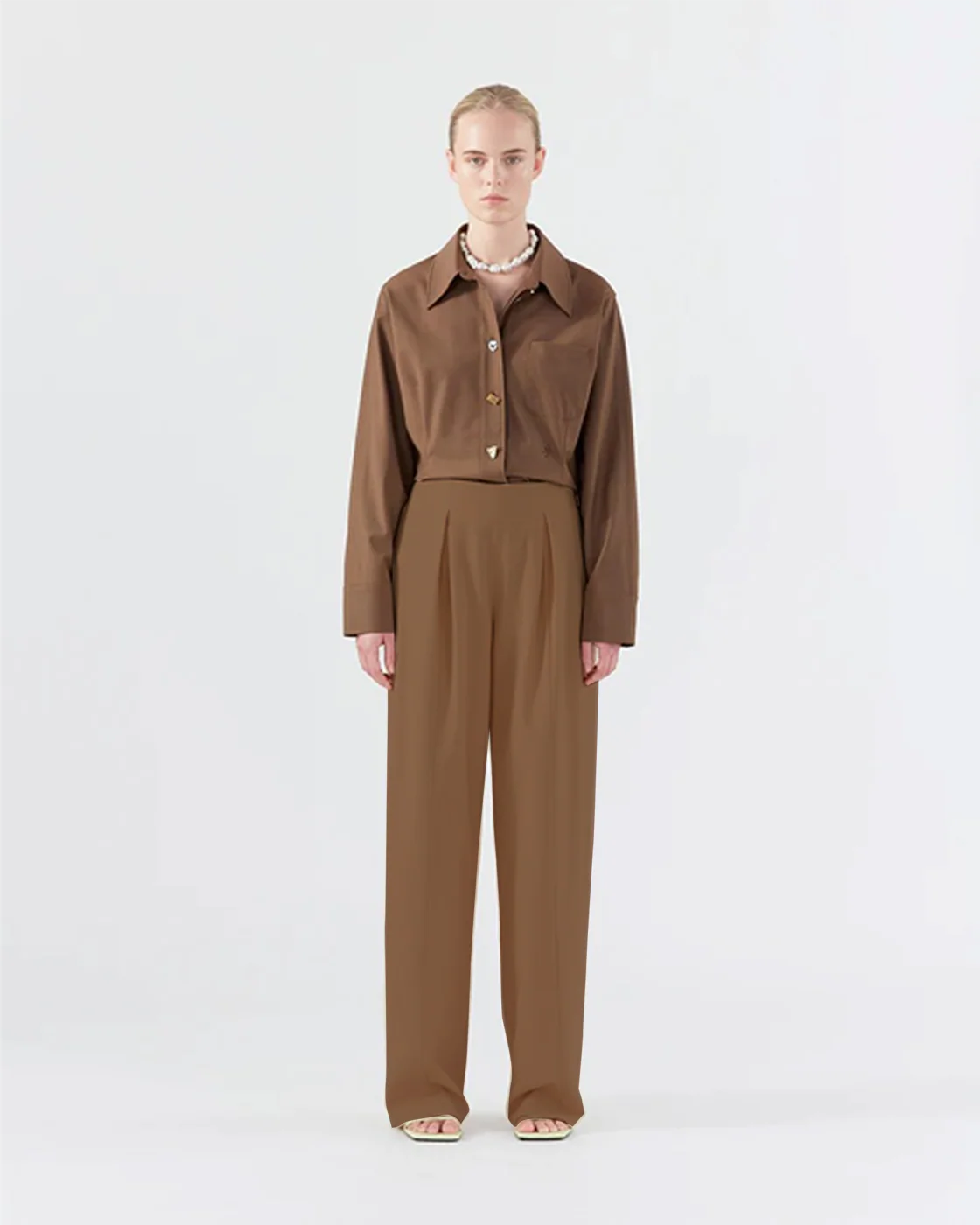 Eunah Trousers Wool Blend Olive - Image 6