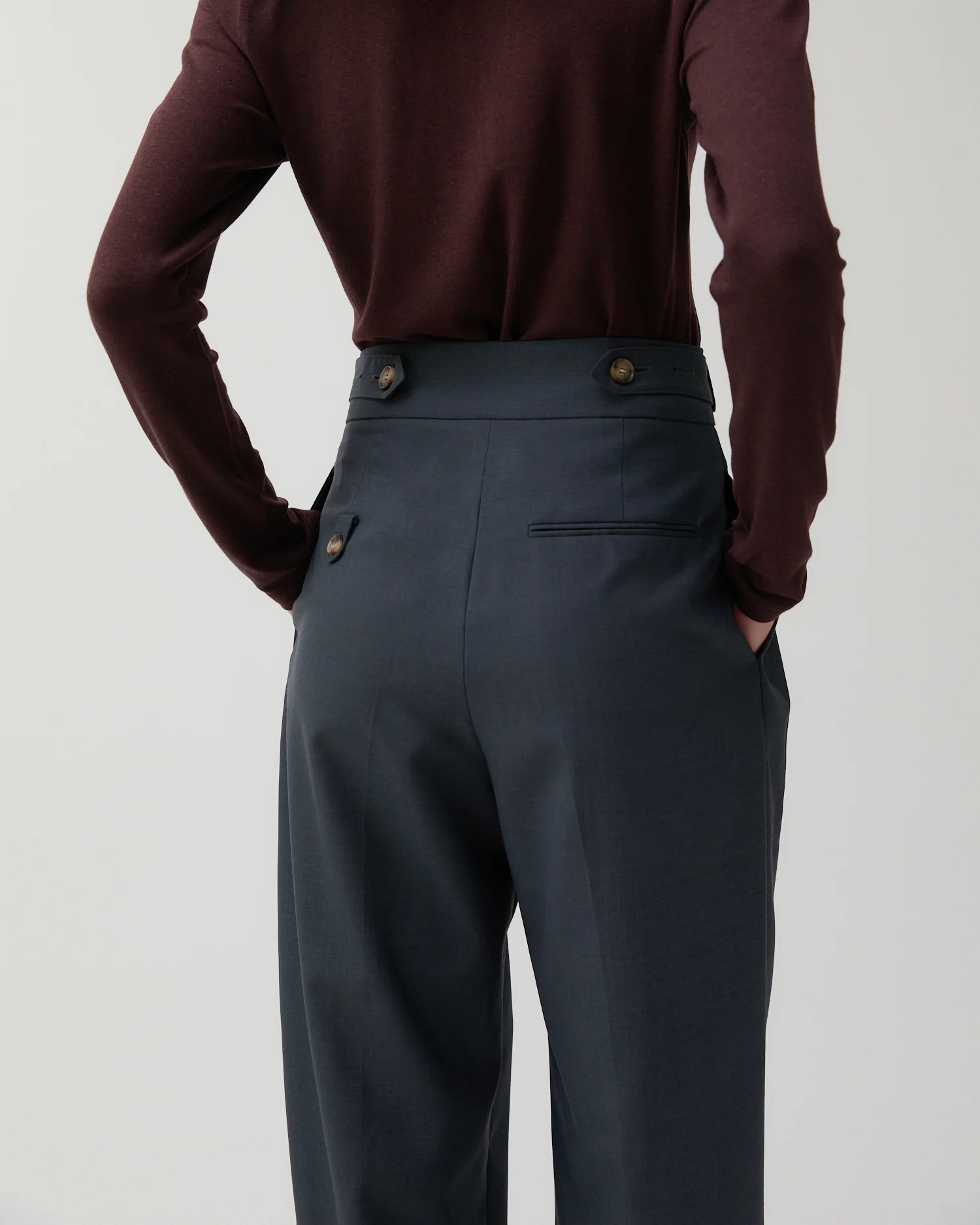 Eunah Trousers Wool Blend Suiting Slate - Image 3