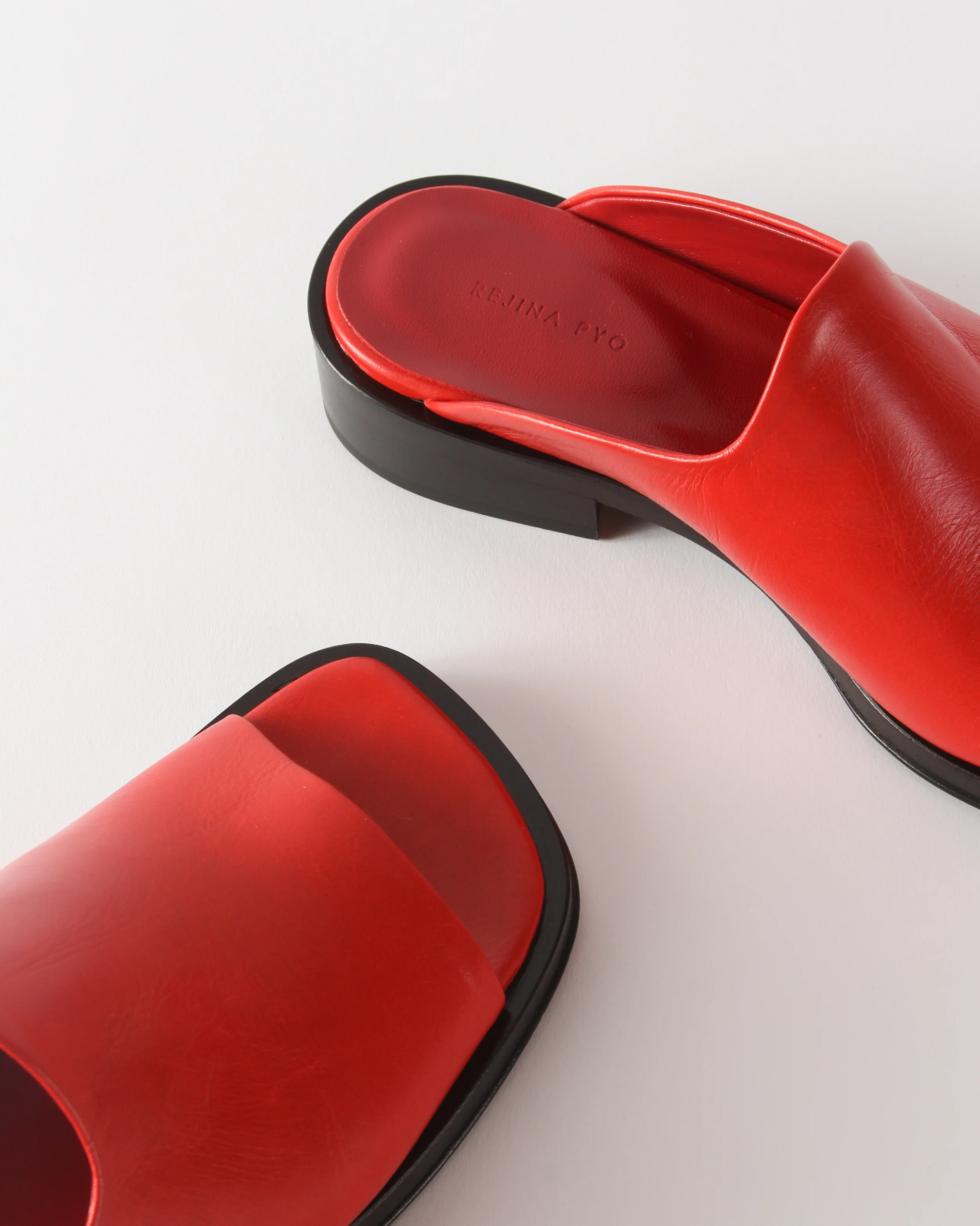 Flat Mule Leather Rosso - Image 5