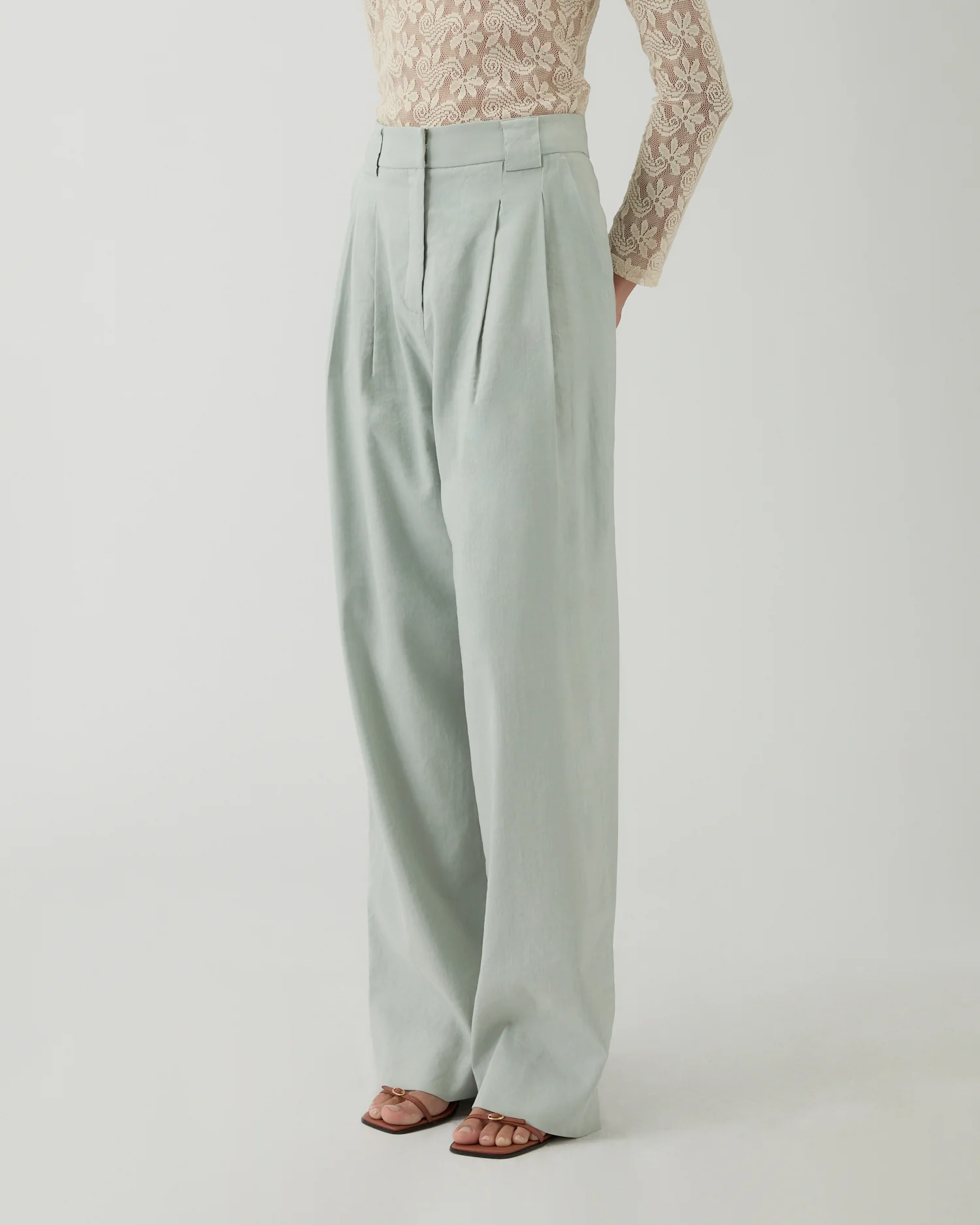 Freya Trousers Viscose Linen Blend Blue - Image 3