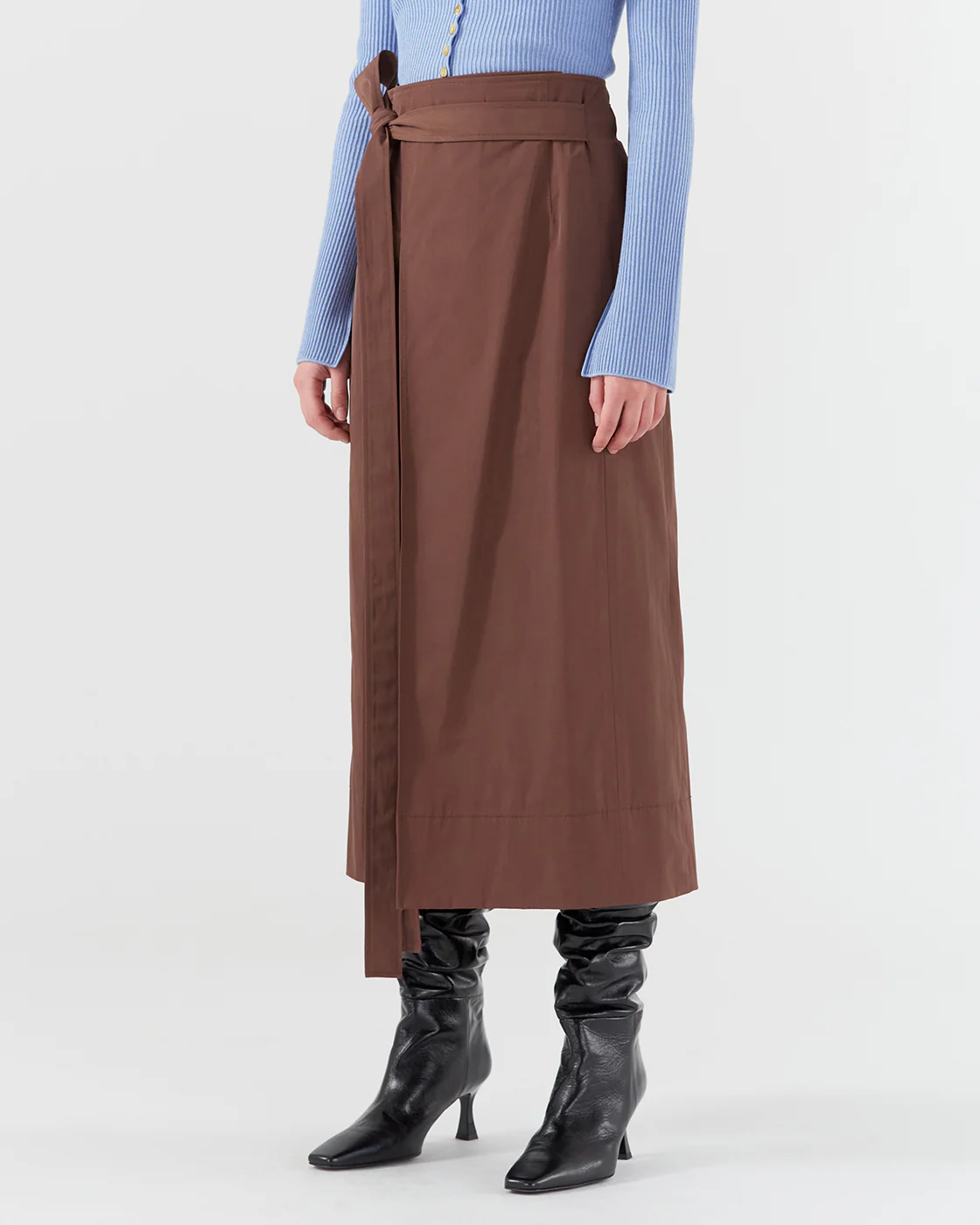 Isra Skirt Cotton Blend Twill Brown - Image 2