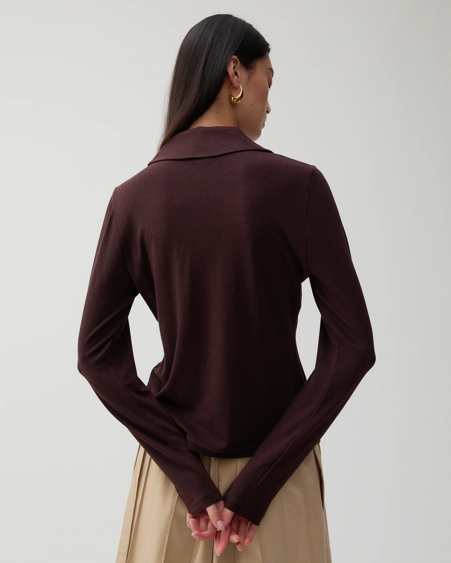 Jasmine Top Tencel Cotton Blend Jersey Brown - Image 4