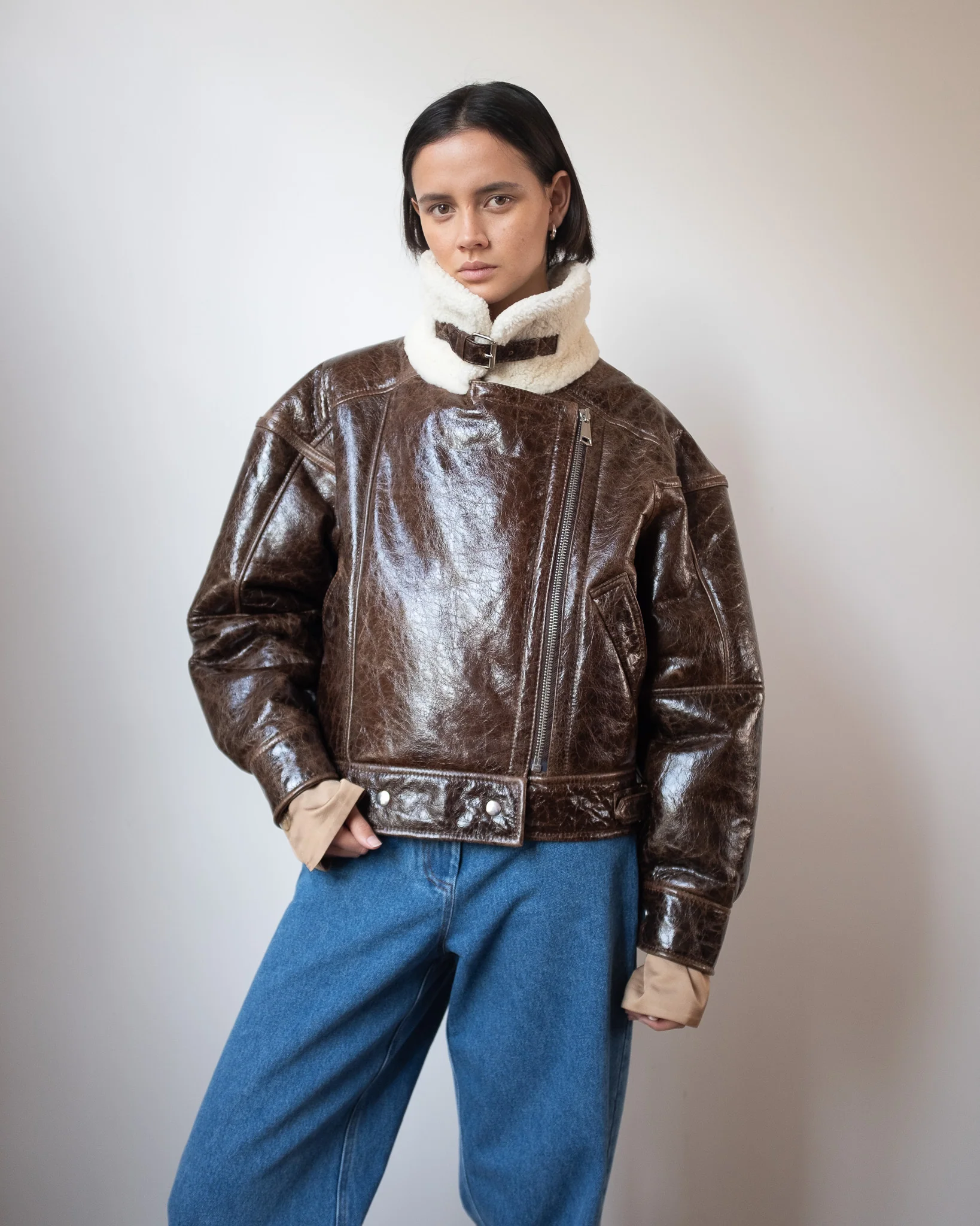 Jordan Jacket Shearling Brown - Image 4