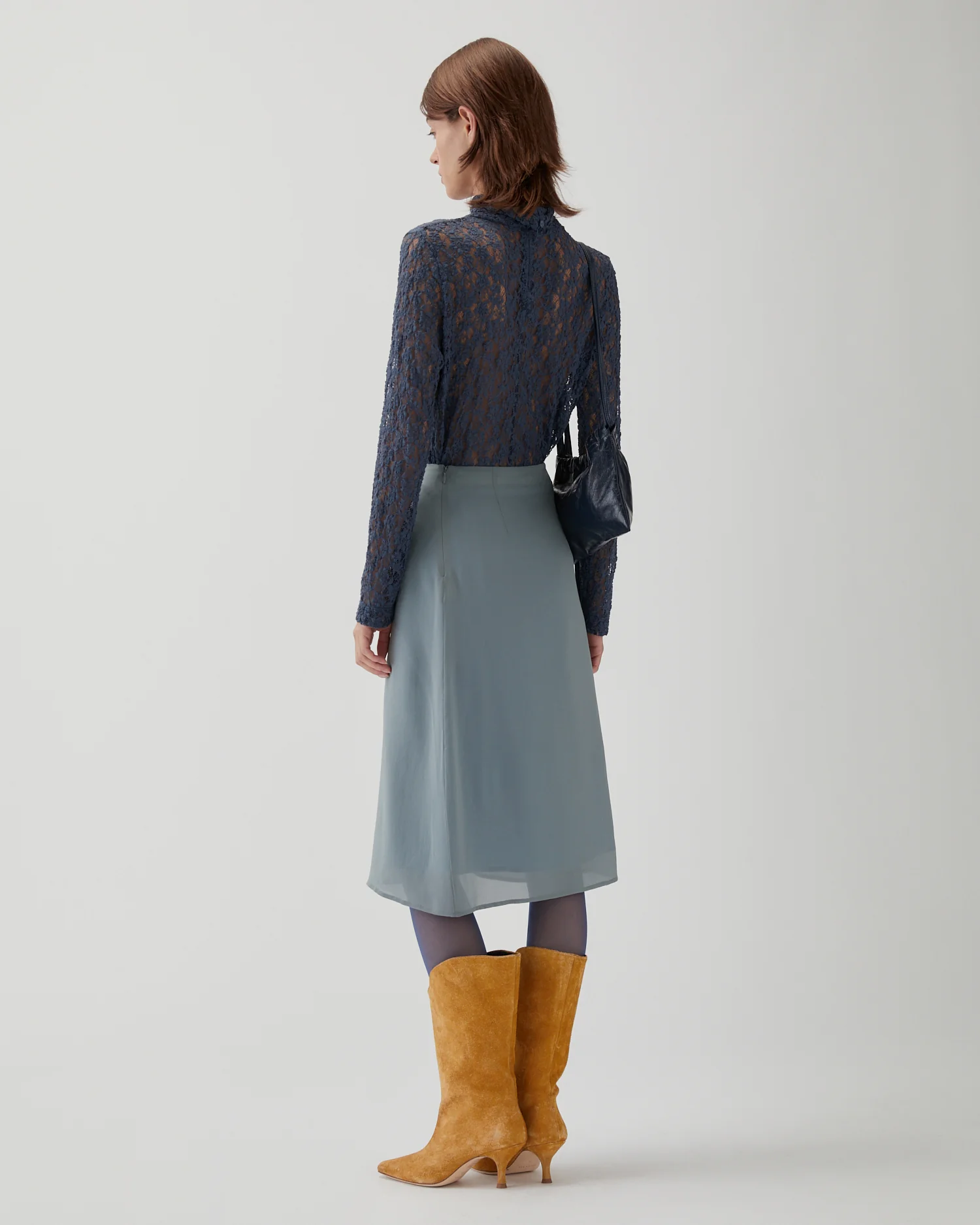 Juniper Skirt Silk Crepe Georgette Grey - Image 5