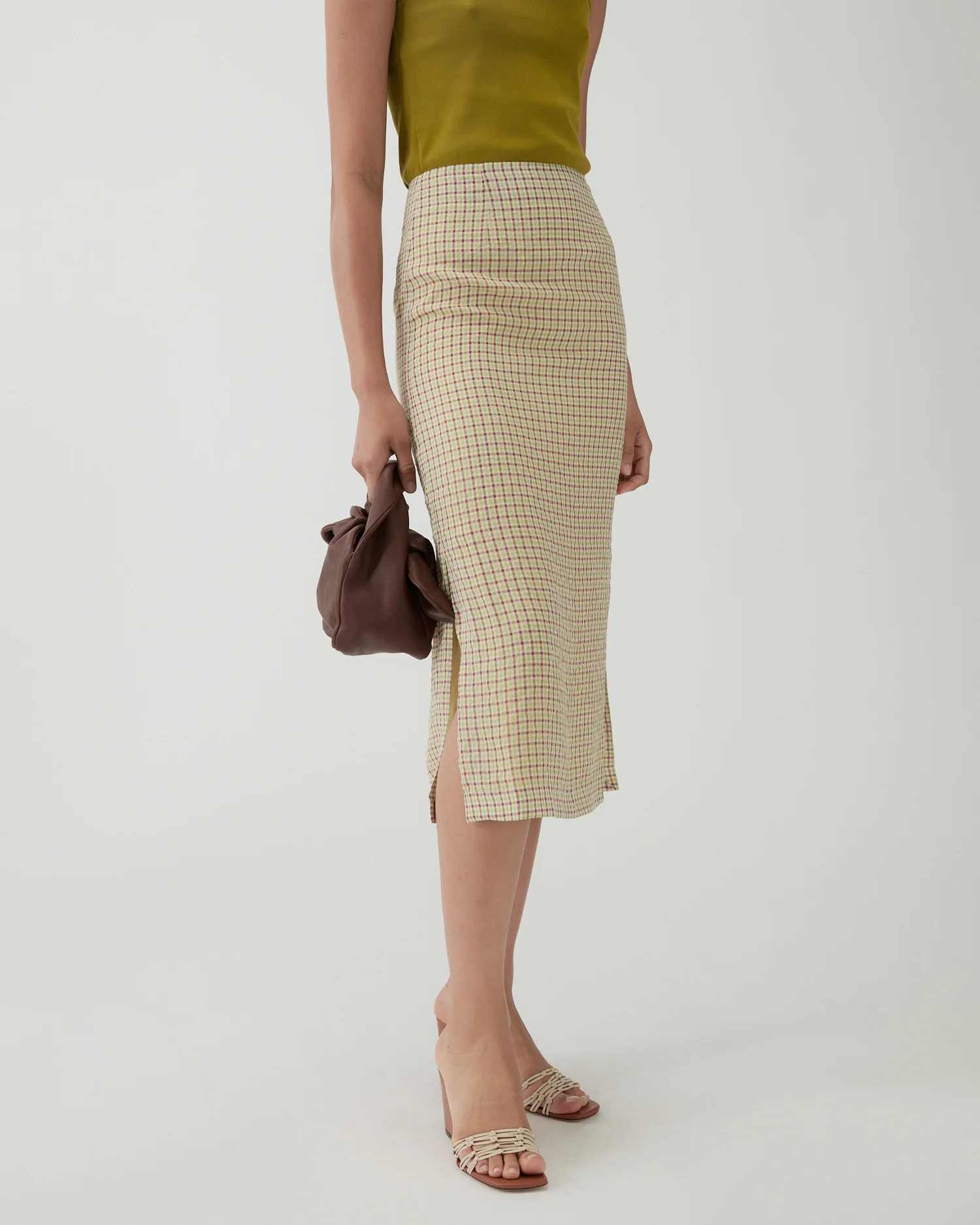 Justine Skirt Check Green - Image 2