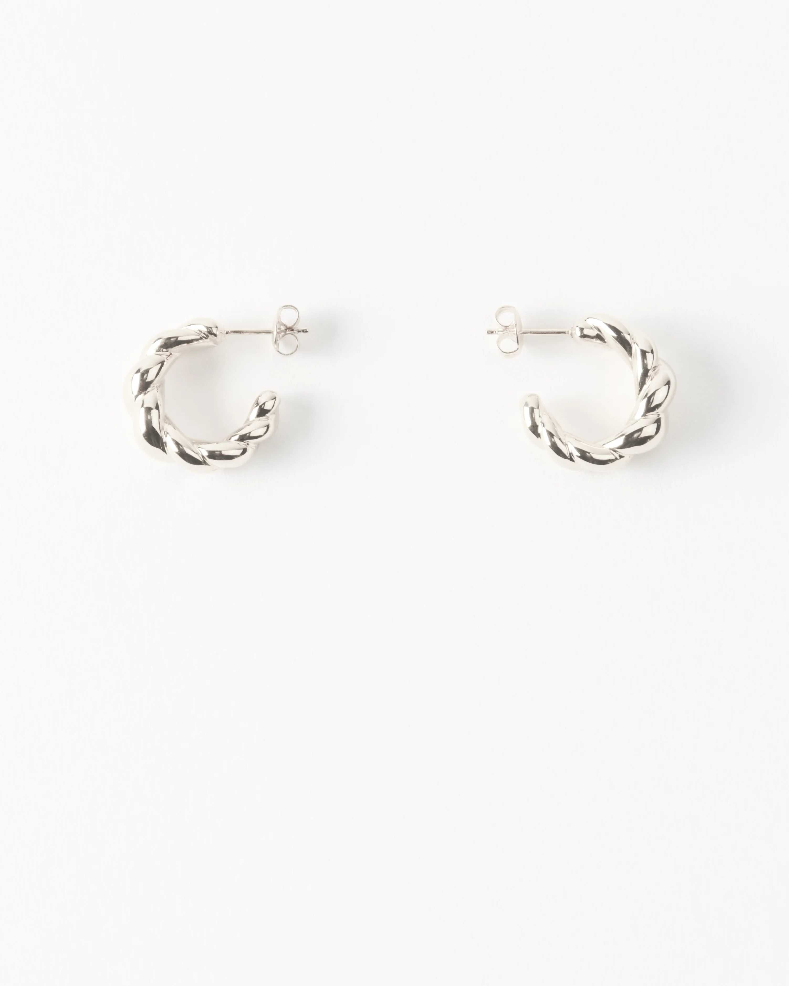 Large Twirl Hoops Silver Plated