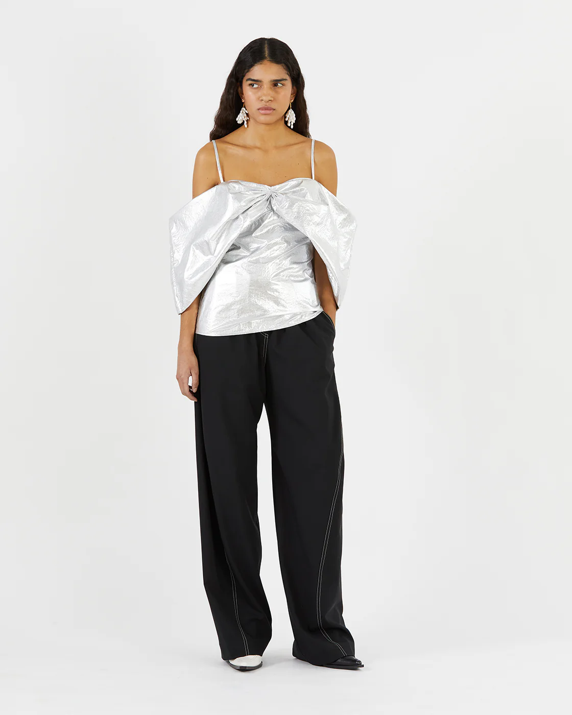 Lou Blouse Lamé Metallic Silver - Image 2