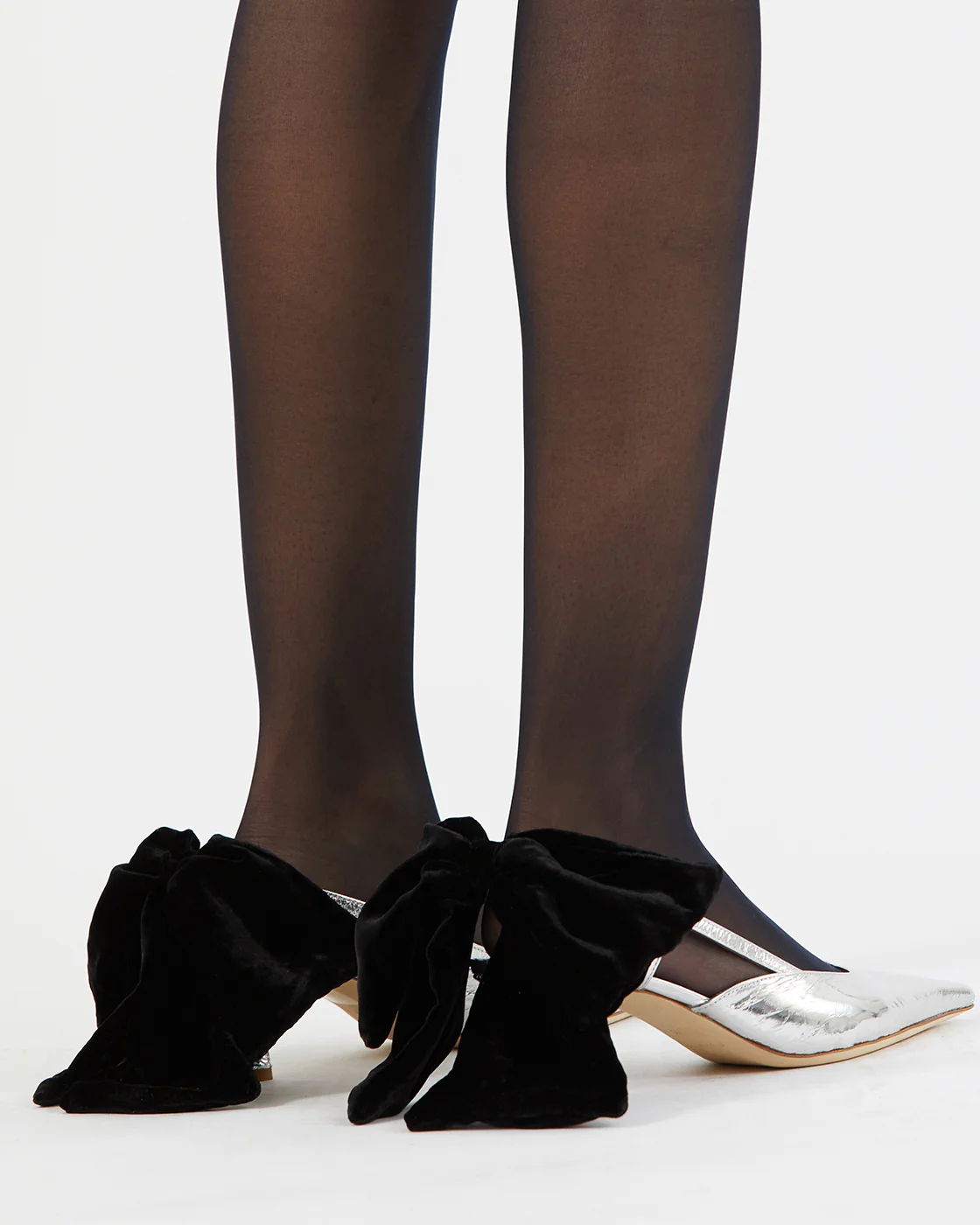 Lou Kitten Heels Leather Silver - Image 3