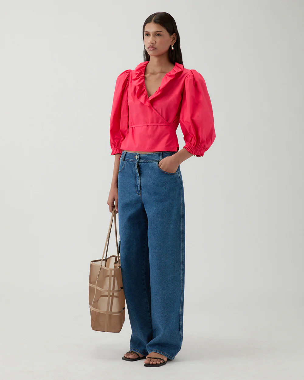 Luna Blouse Organic Cotton Red - Image 2