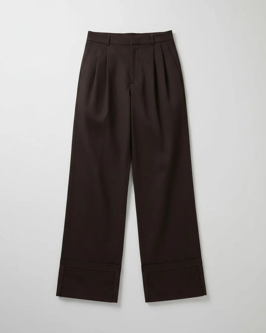 Macie Trousers Sateen Cotton Dark Chocolate - Image 2