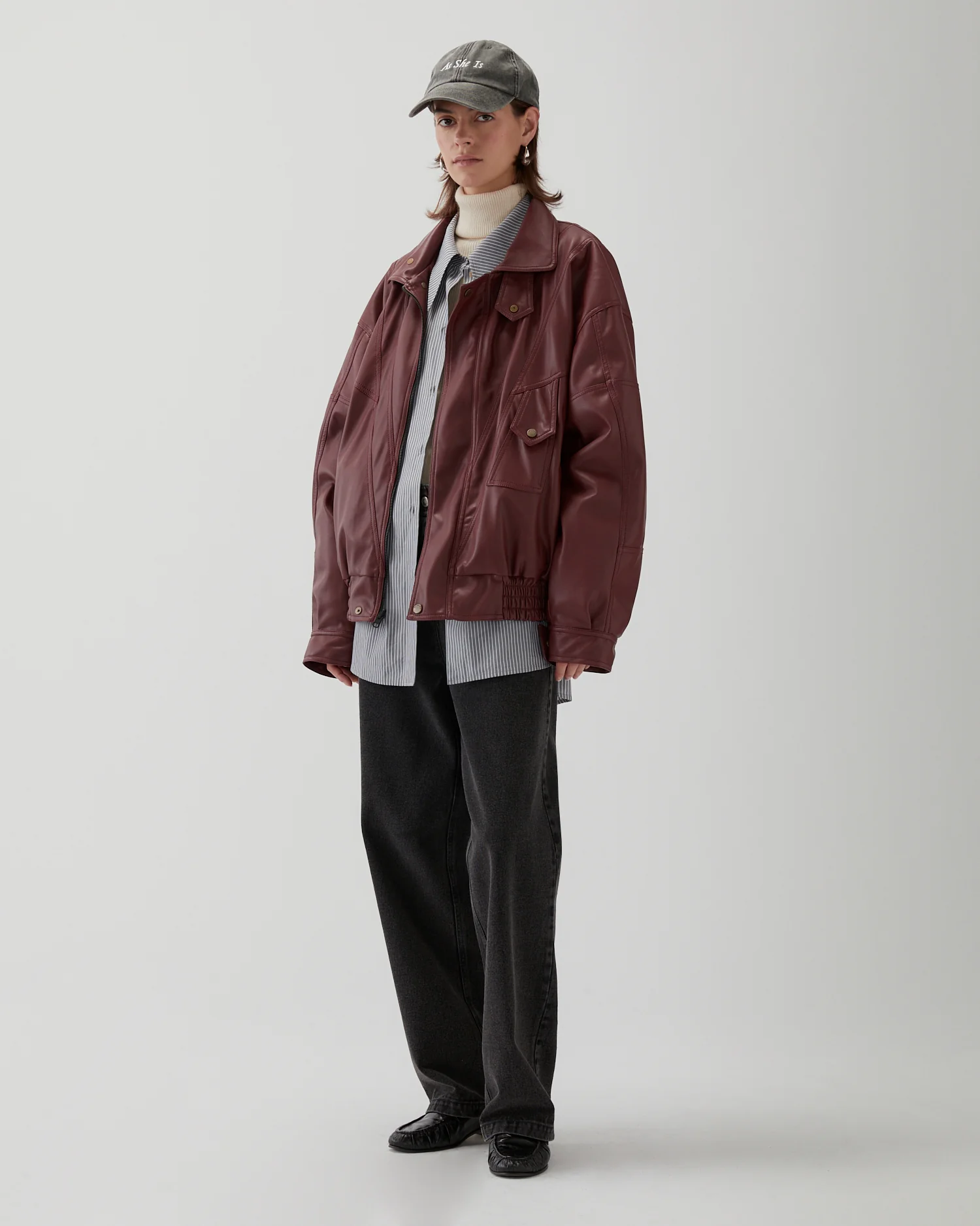 Madison Jacket Faux Leather Burgundy - Image 6