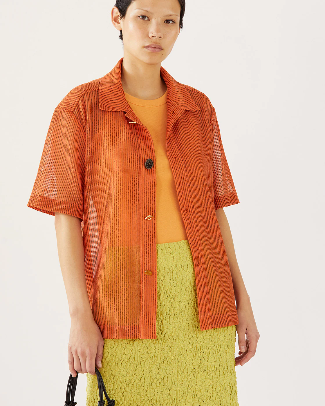 Marty Shirt Mesh Stripe Orange - Image 4