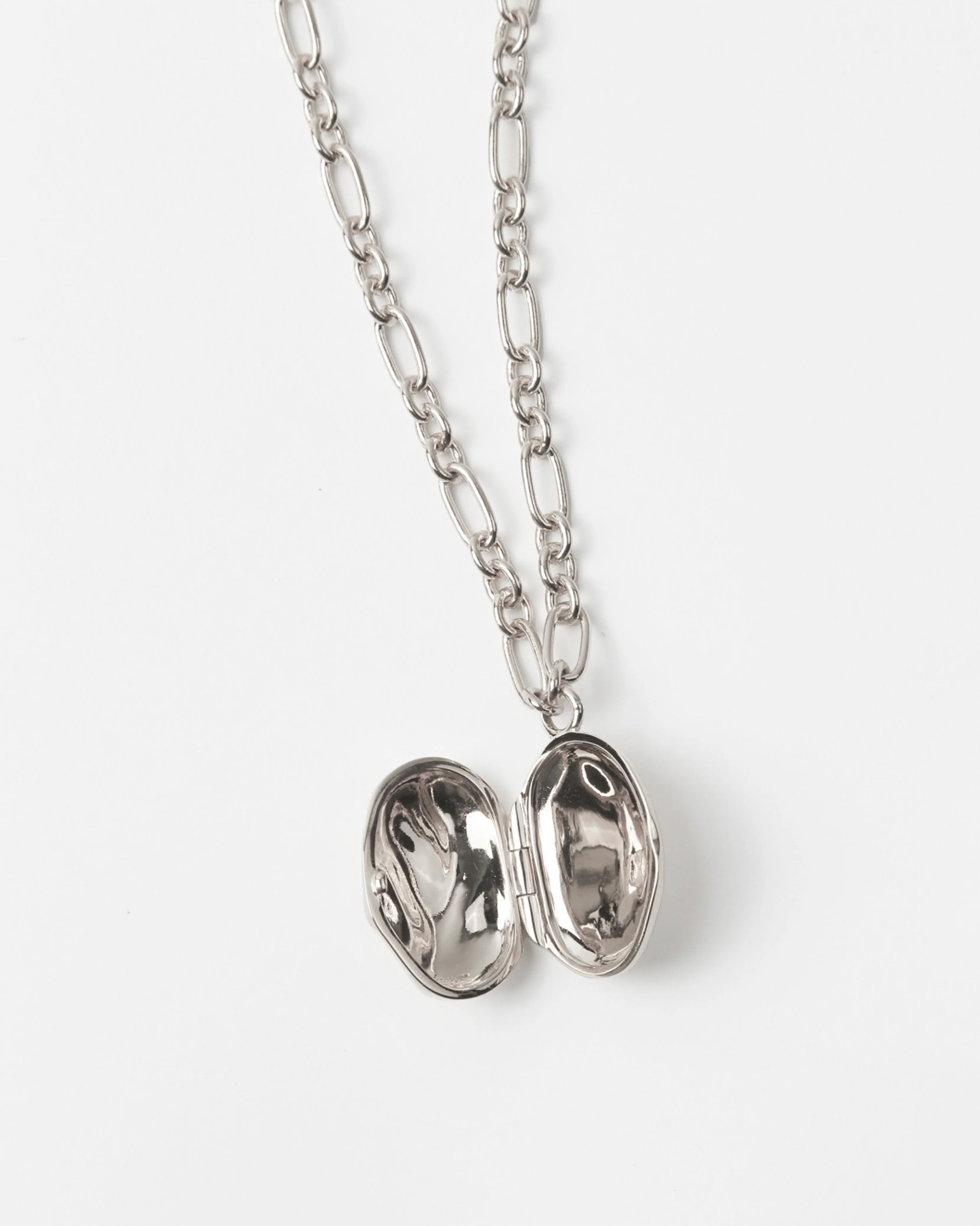 Molten Locket Necklace Silver Plated - Image 3