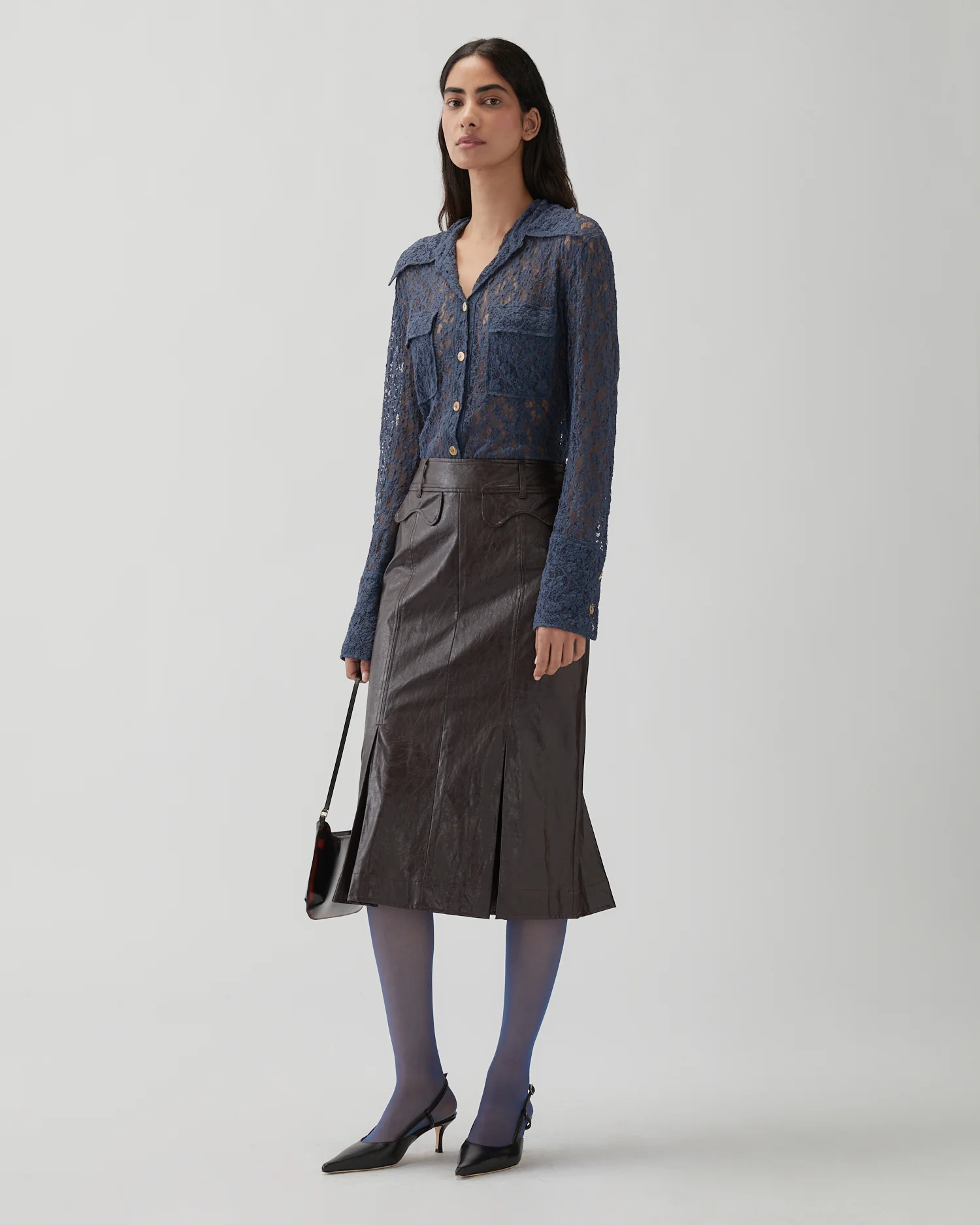 Monroe Skirt Faux Leather Burgundy - Image 2