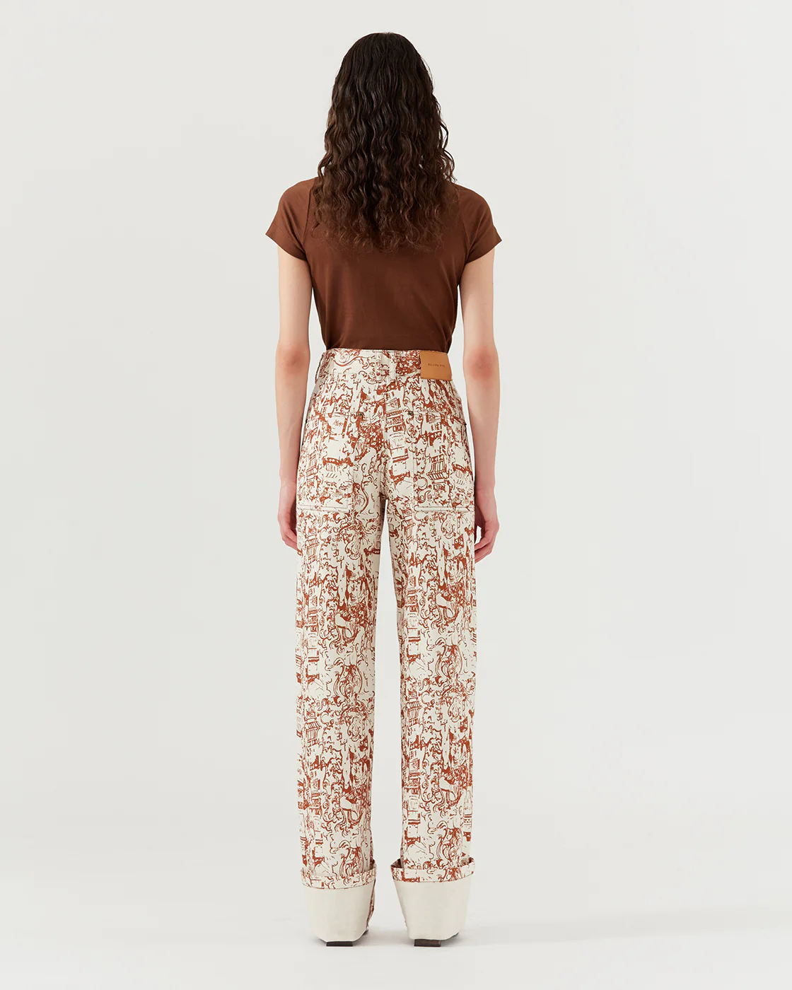 Nemy Trousers Organic Cotton Denim Printed Brown - Image 4