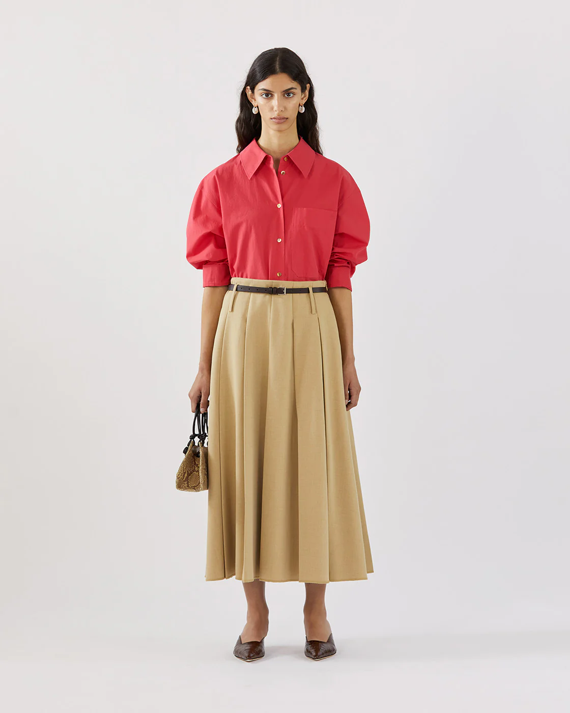 Odette Skirt Tencel Blend Suiting Beige - Image 2