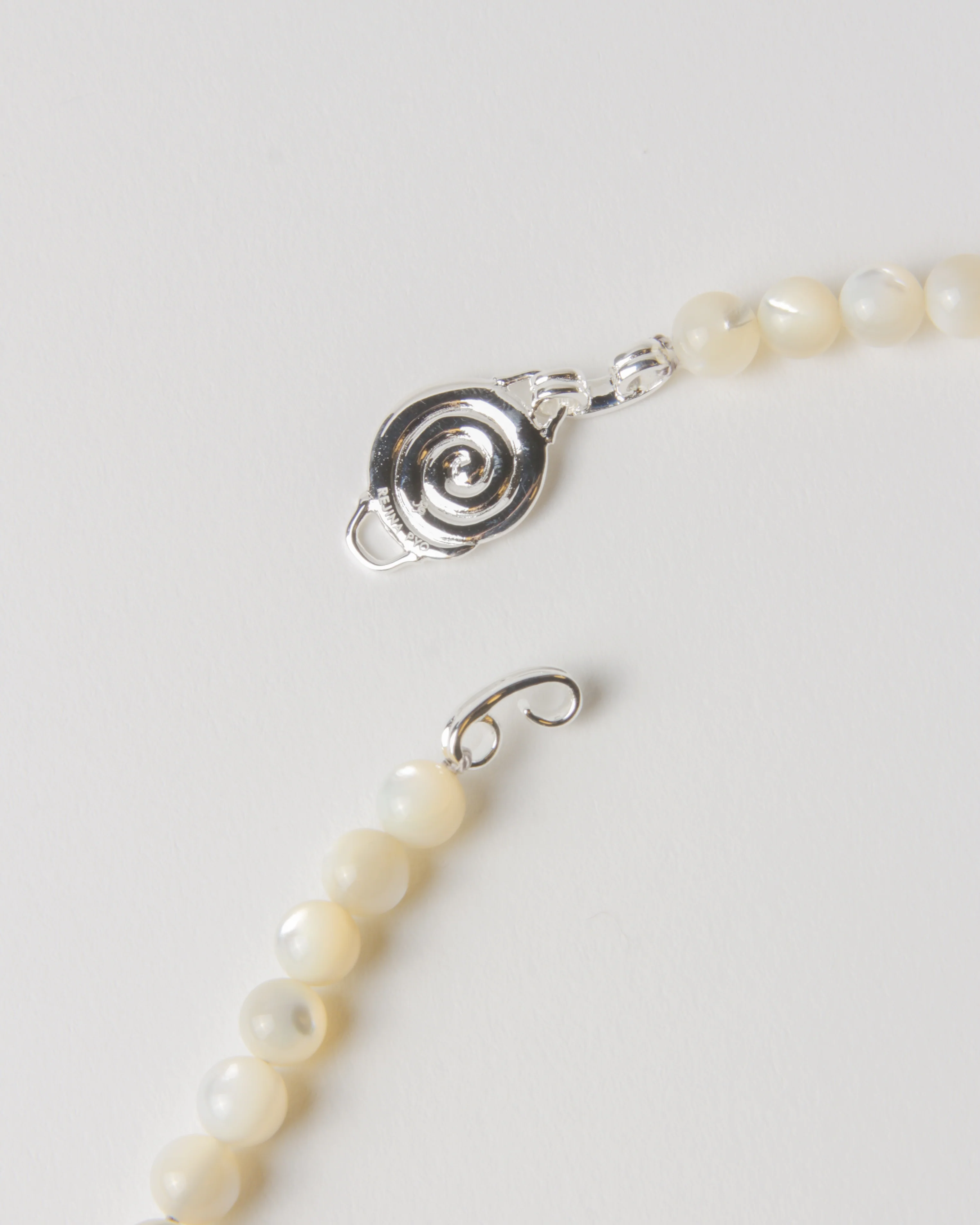 Petite Beaded Swirl Necklace Silver Plated with Mother of Pearl - Image 3